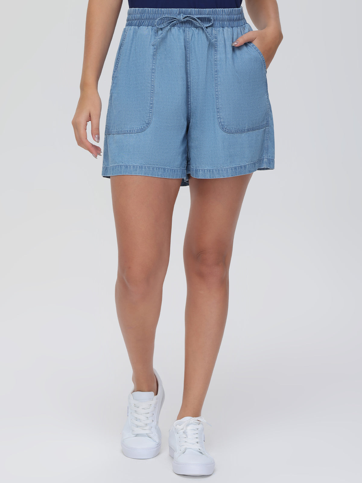 Drawstring Denim Shorts
