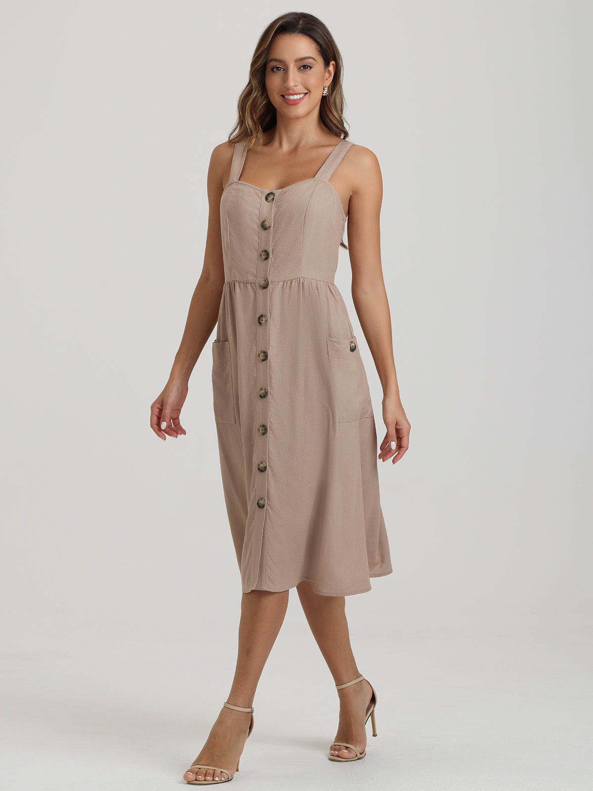 Button Front Midi Dress