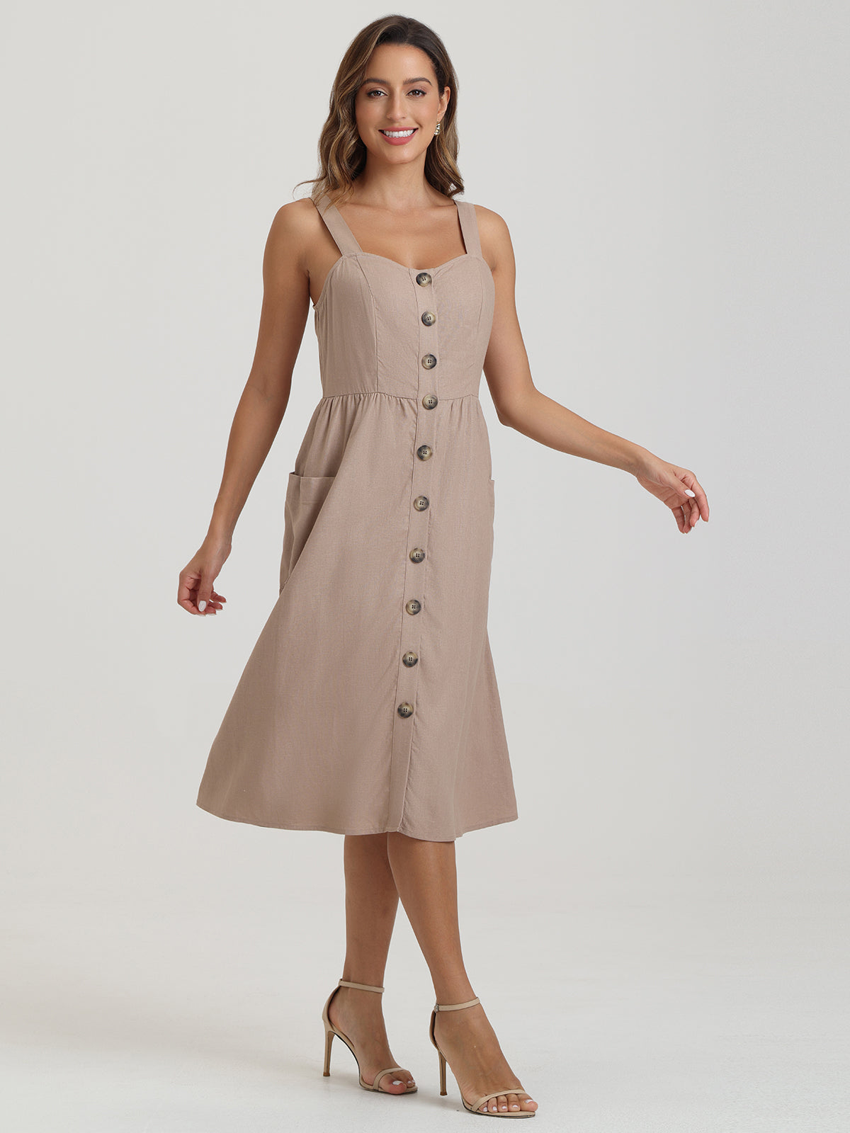 Button Front Midi Dress