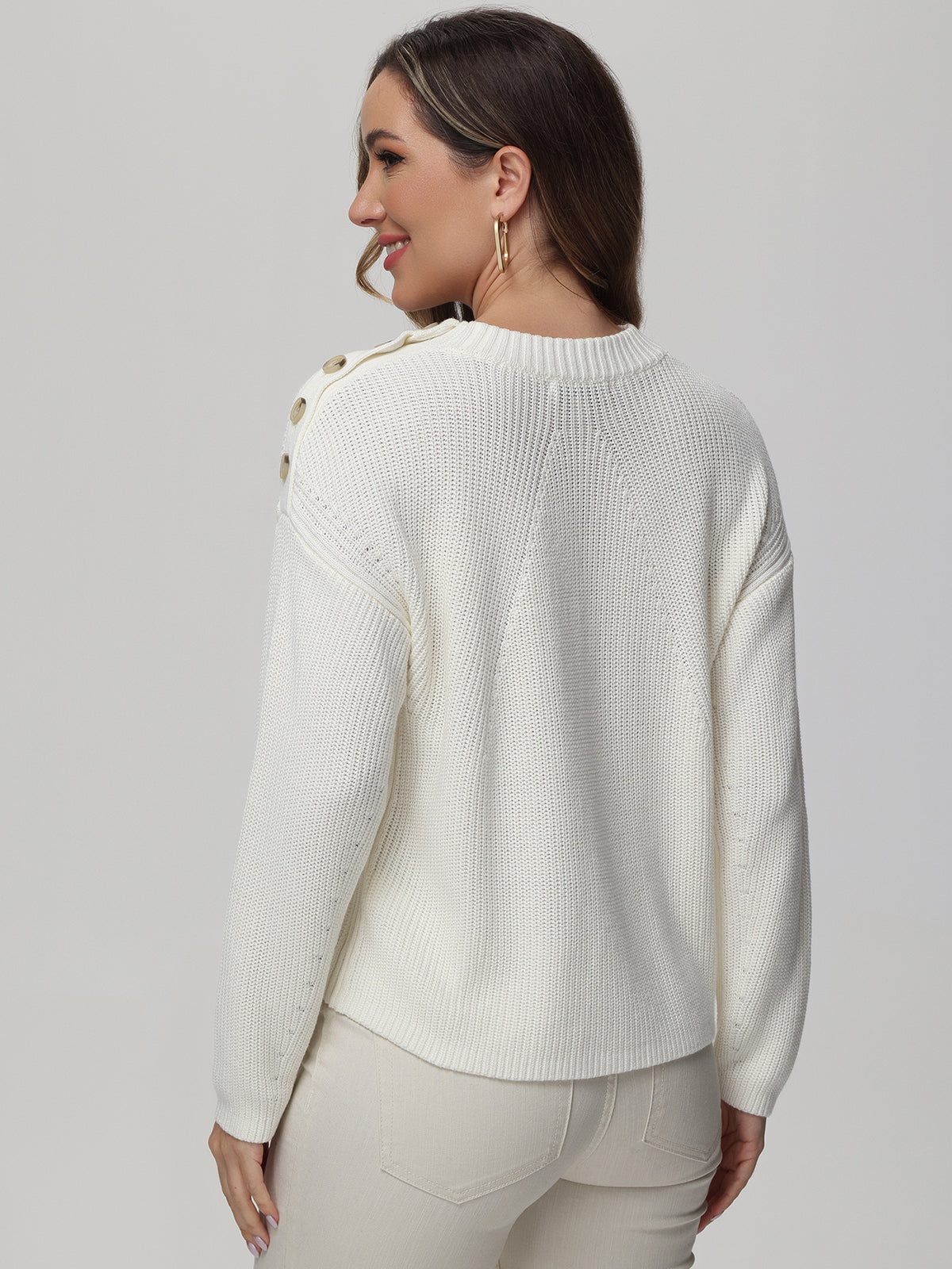 Button Shoulder Sweater
