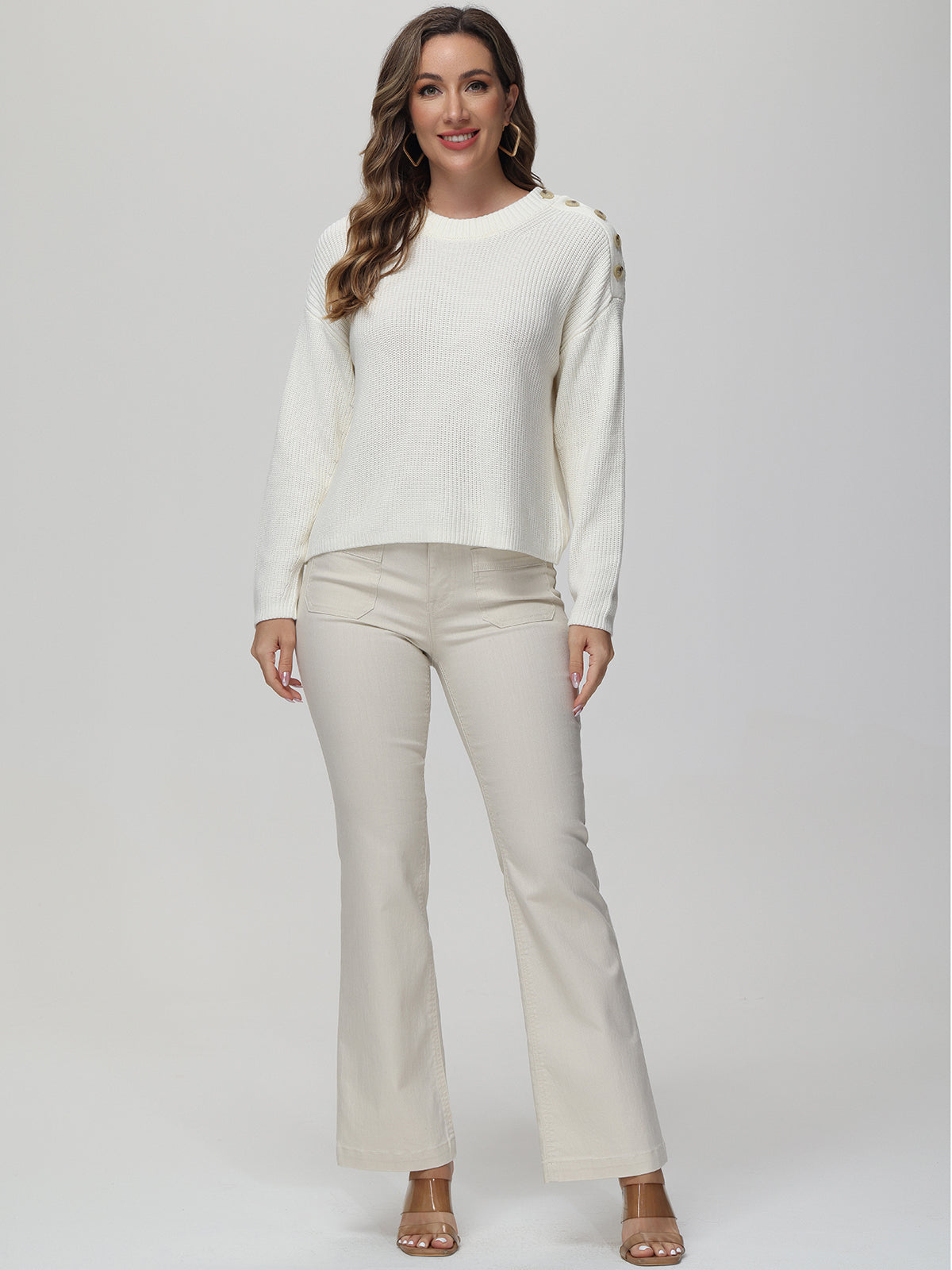 Button Shoulder Sweater