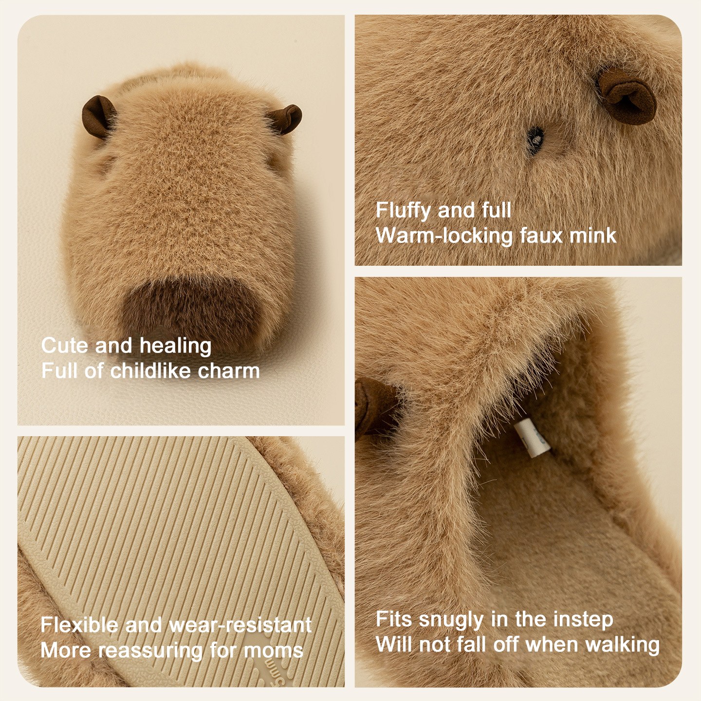 Capybara Plush Cartoon Non-slip Cotton Slippers (Buy 2 Free Shipping)