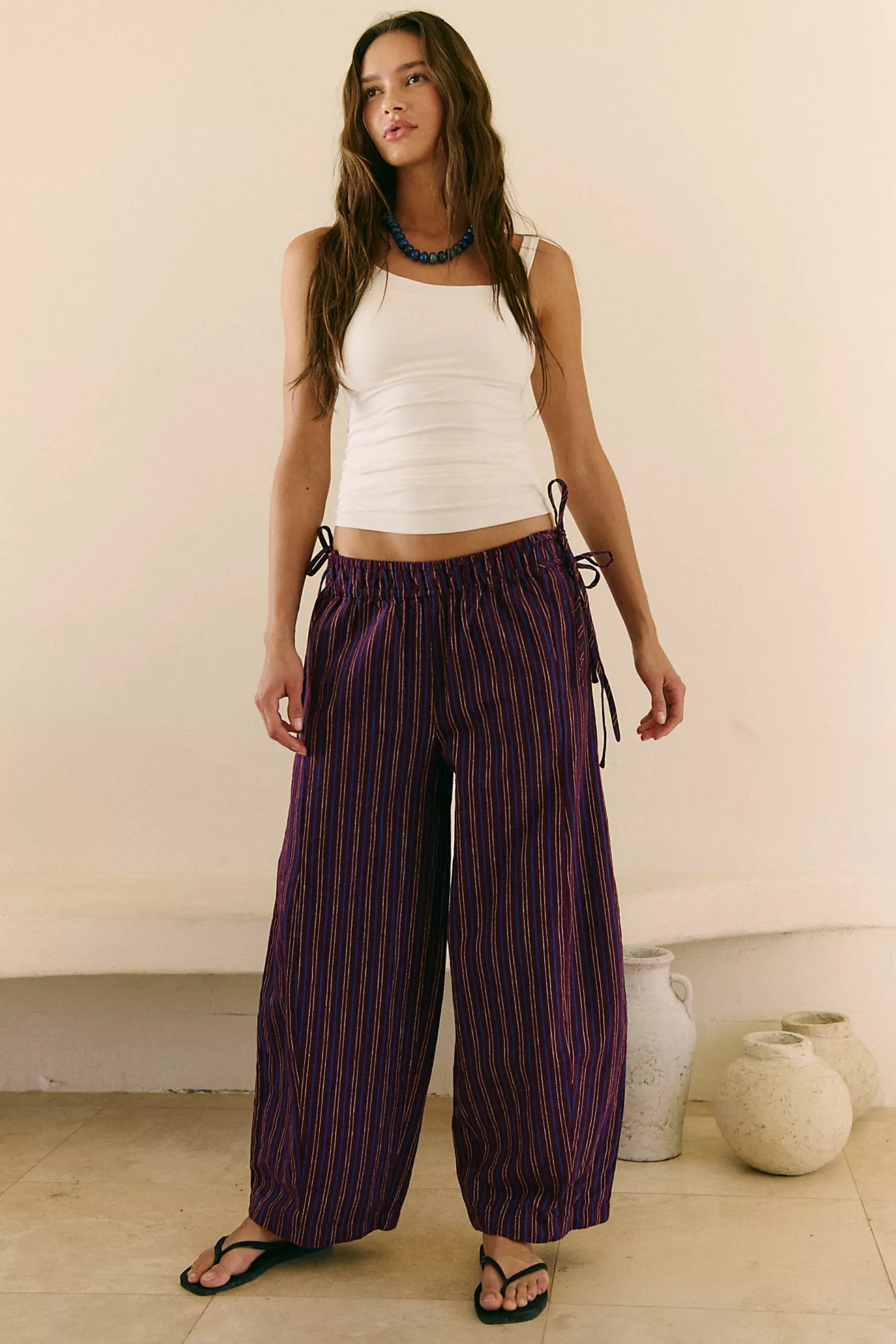 Sun Dazed Cotton-Linen Striped Pants (Buy 2 Free Shipping)