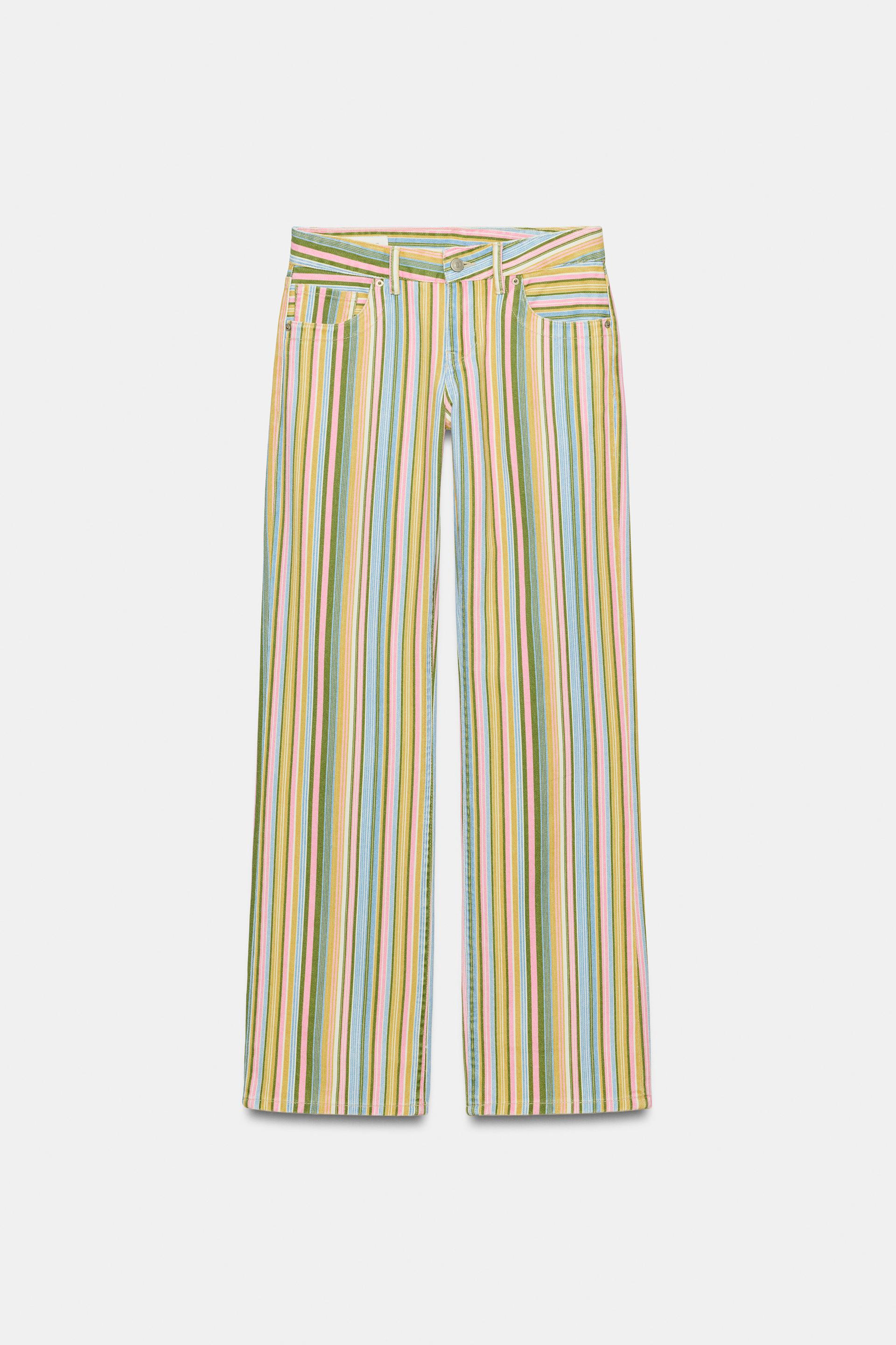 Trf Low Rise Striped Wide Leg Jeans (Buy 2 Free Shipping)