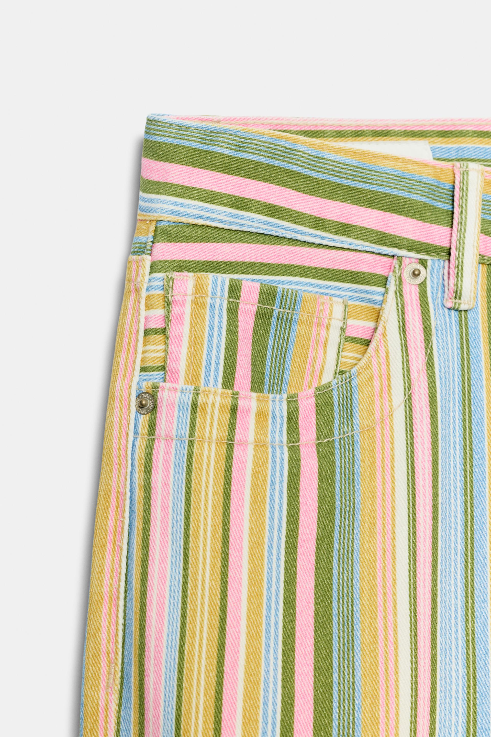 Trf Low Rise Striped Wide Leg Jeans (Buy 2 Free Shipping)