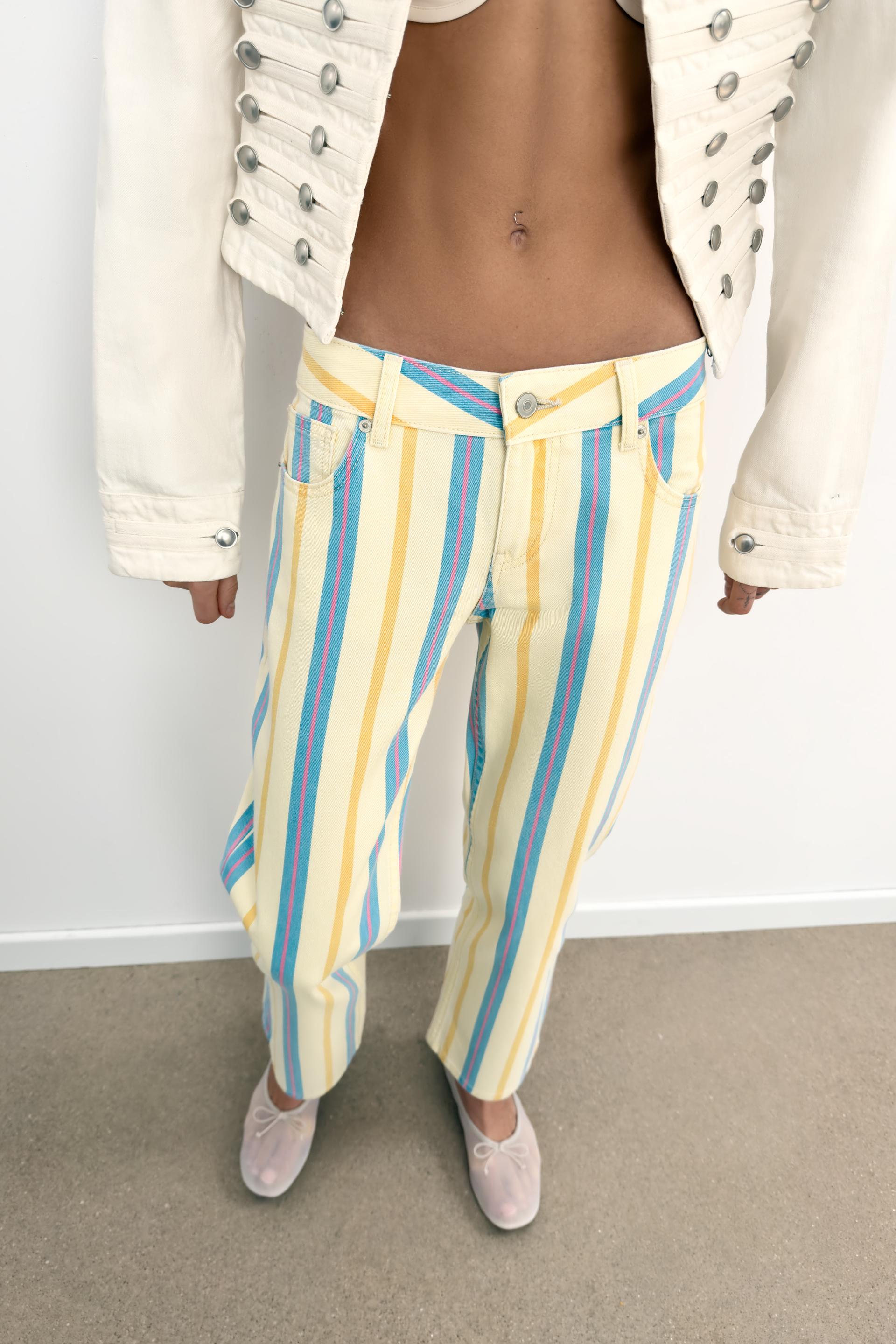 Trf Low Rise Striped Wide Leg Jeans (Buy 2 Free Shipping)