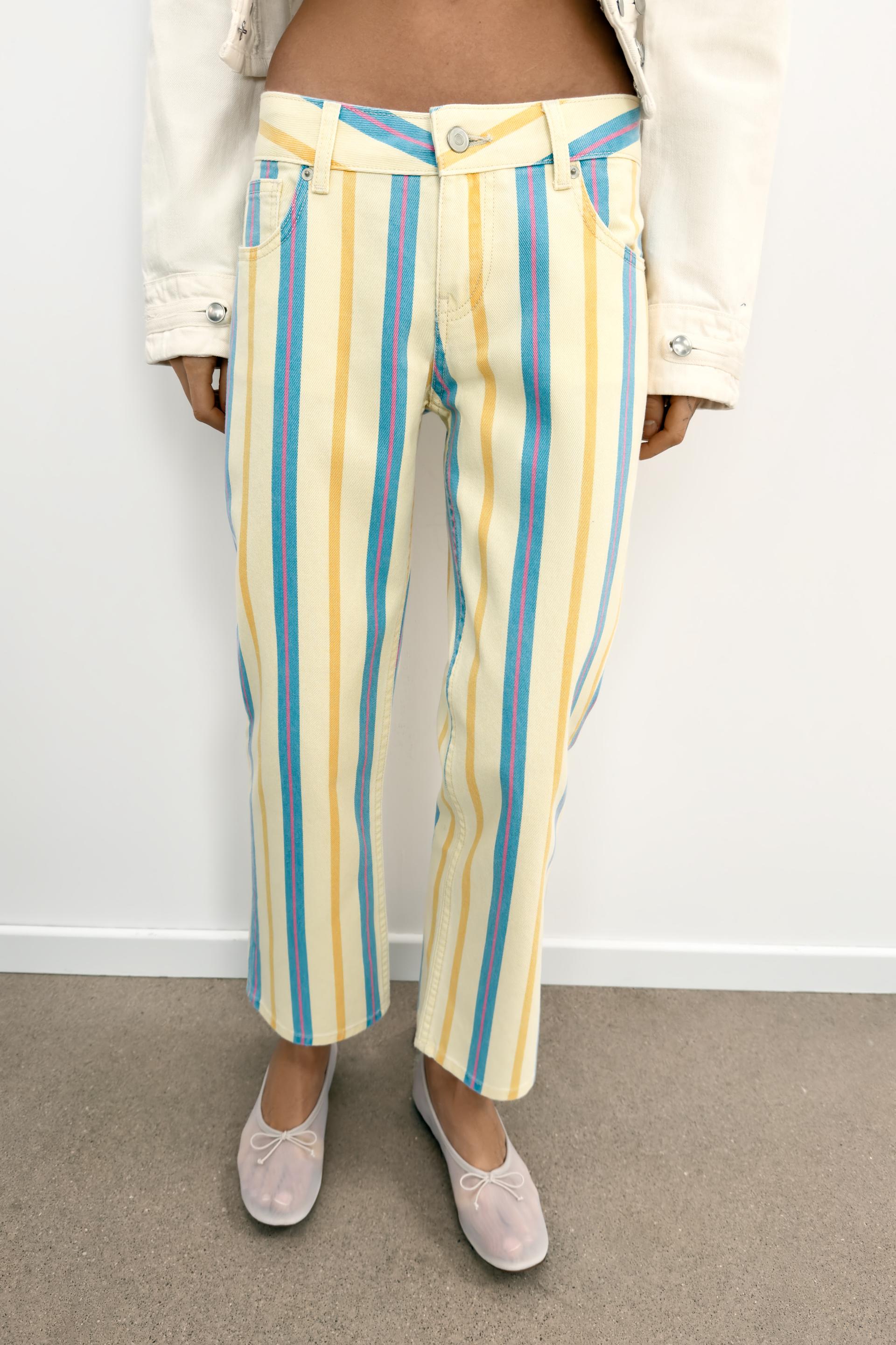 Trf Low Rise Striped Wide Leg Jeans (Buy 2 Free Shipping)