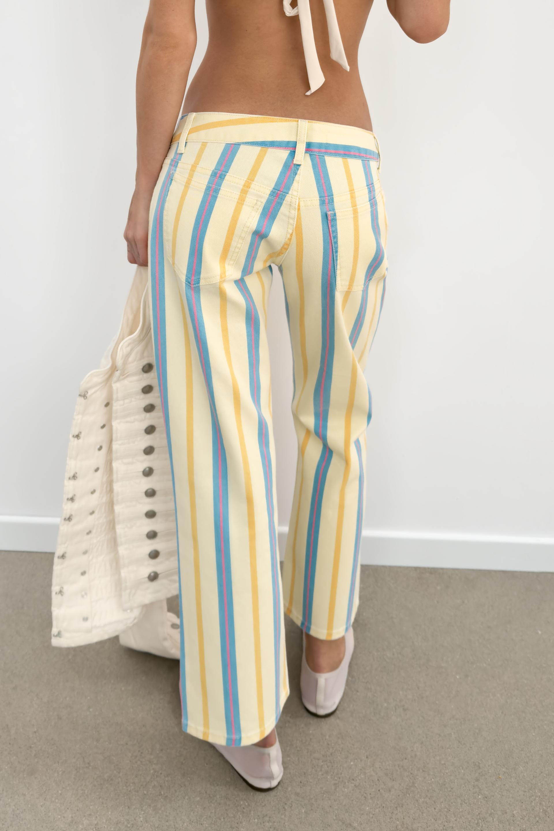 Trf Low Rise Striped Wide Leg Jeans (Buy 2 Free Shipping)