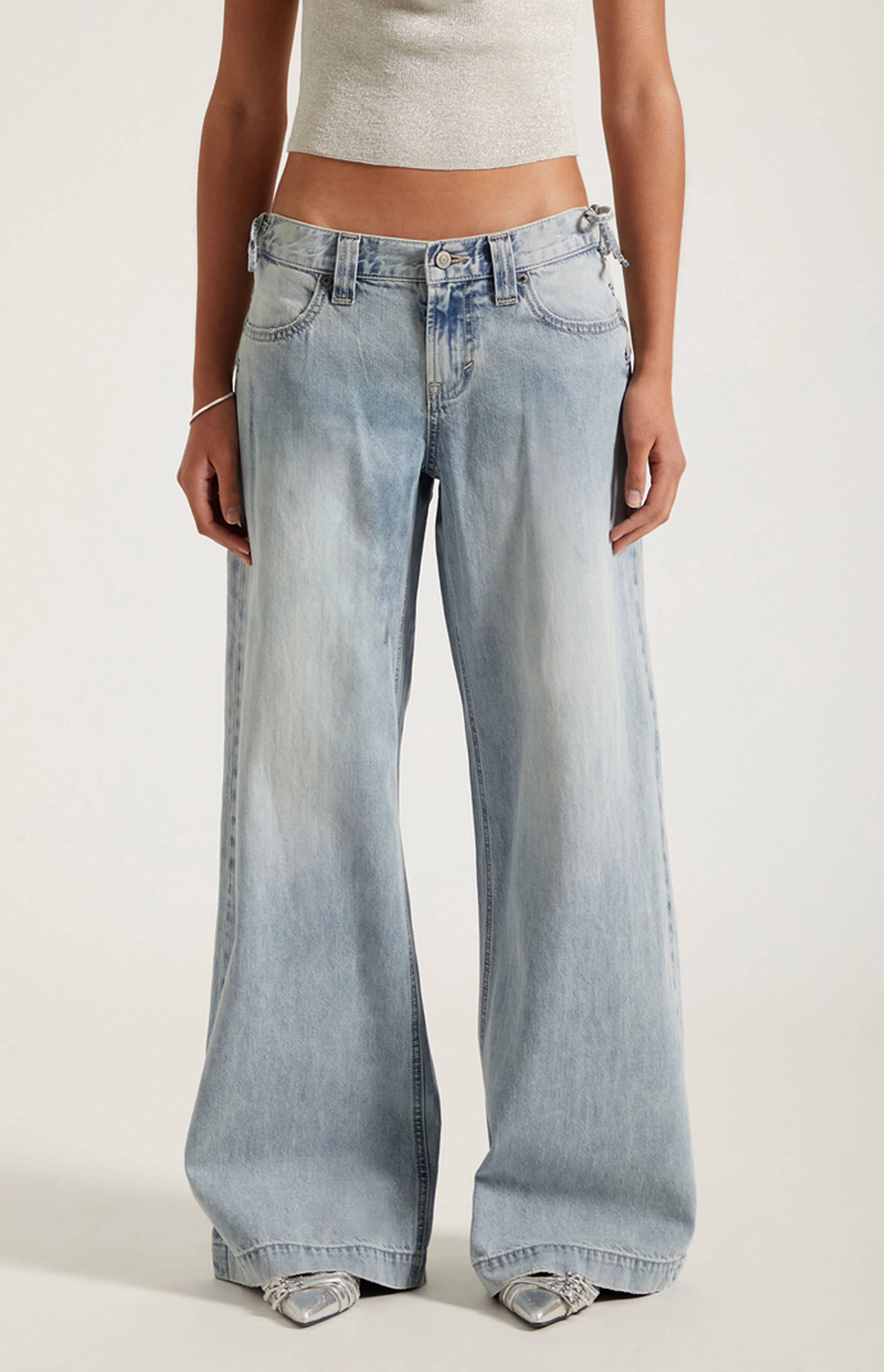  Low Rise Lace-Up Side Baggy Jeans (Buy 2 Free Shipping)