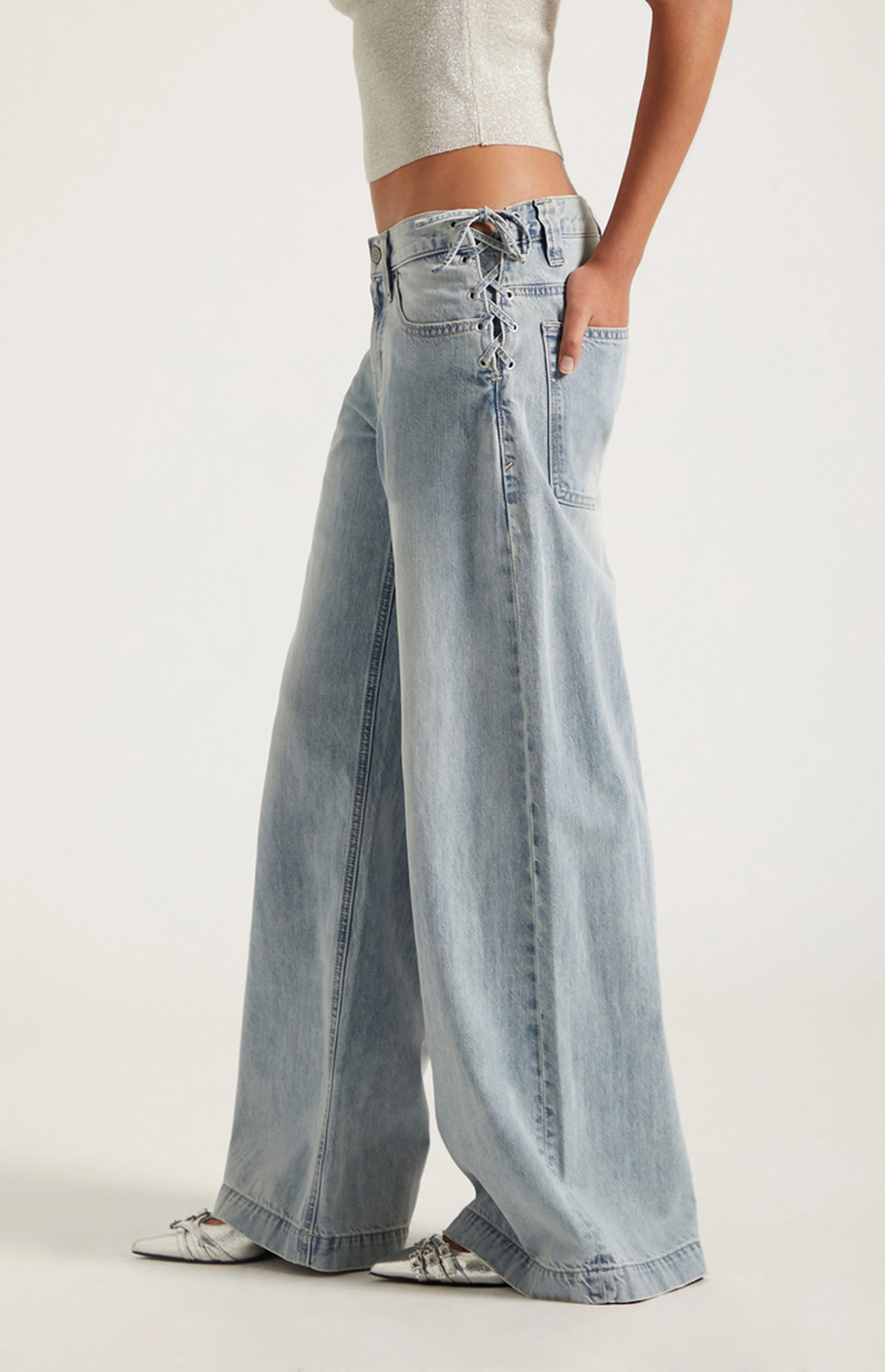  Low Rise Lace-Up Side Baggy Jeans (Buy 2 Free Shipping)