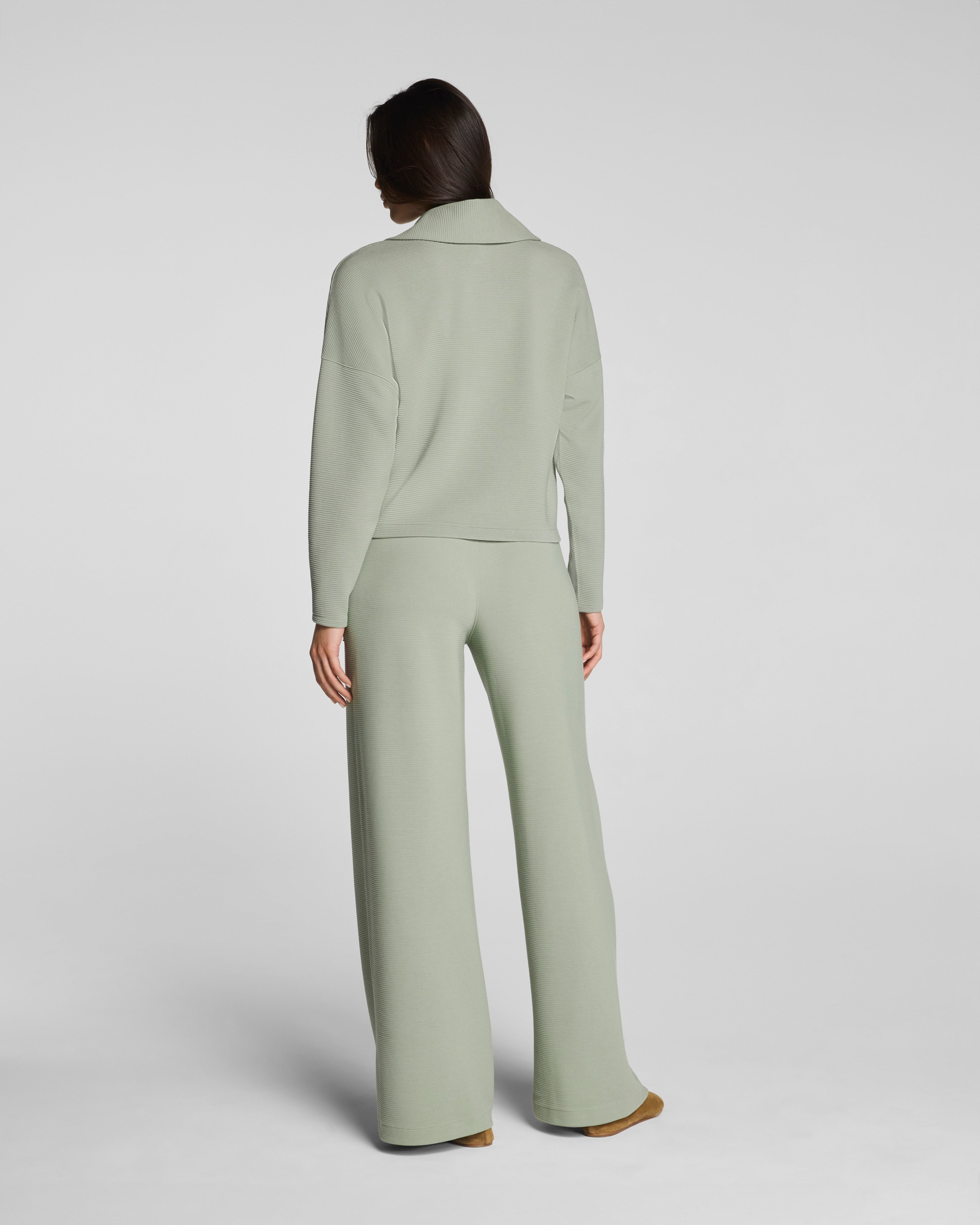 AirEssentials French Rib Half Zip Top Wide Leg Pant Set (Buy 2 Free Shipping)