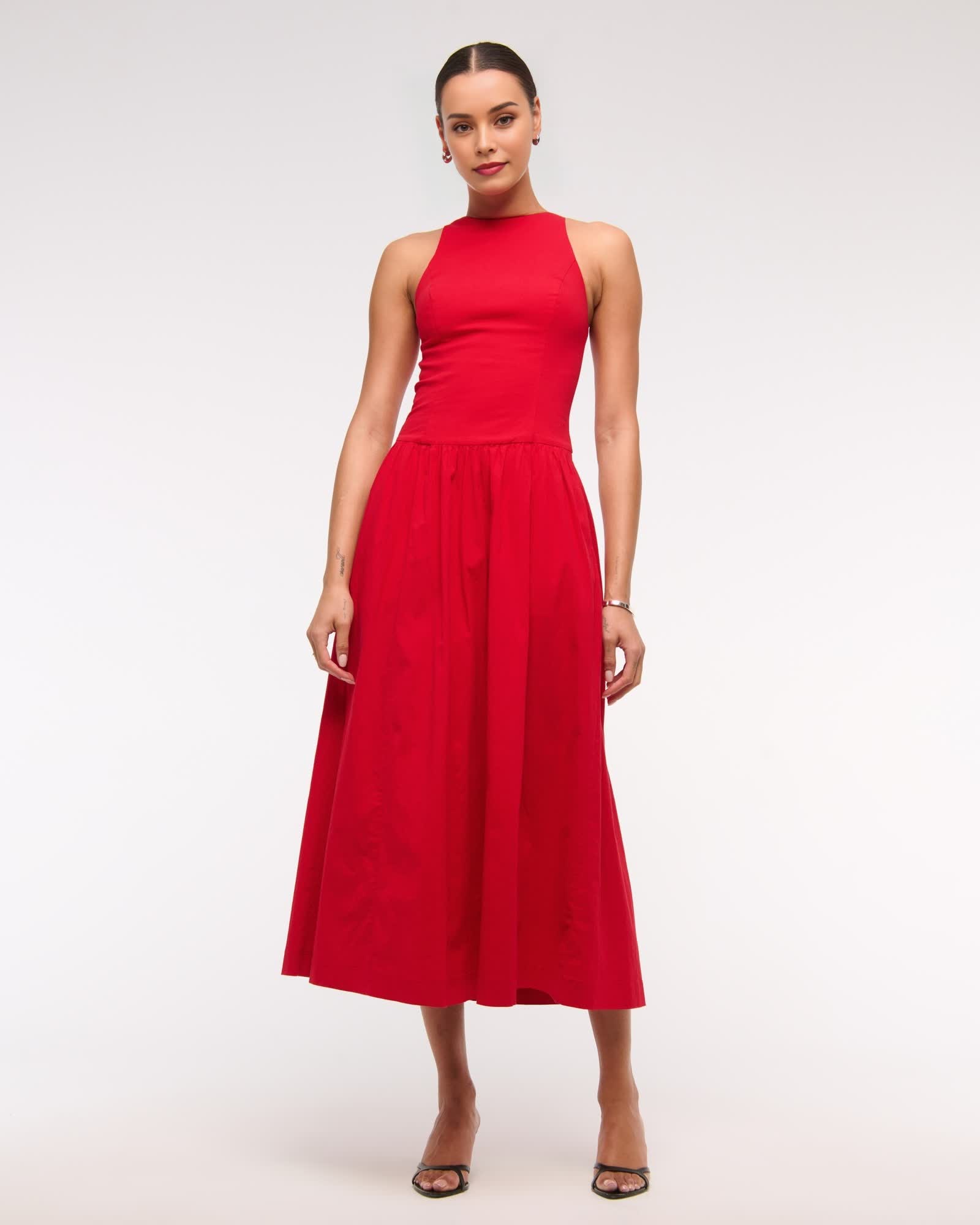 Drop-Waist Midi Dress