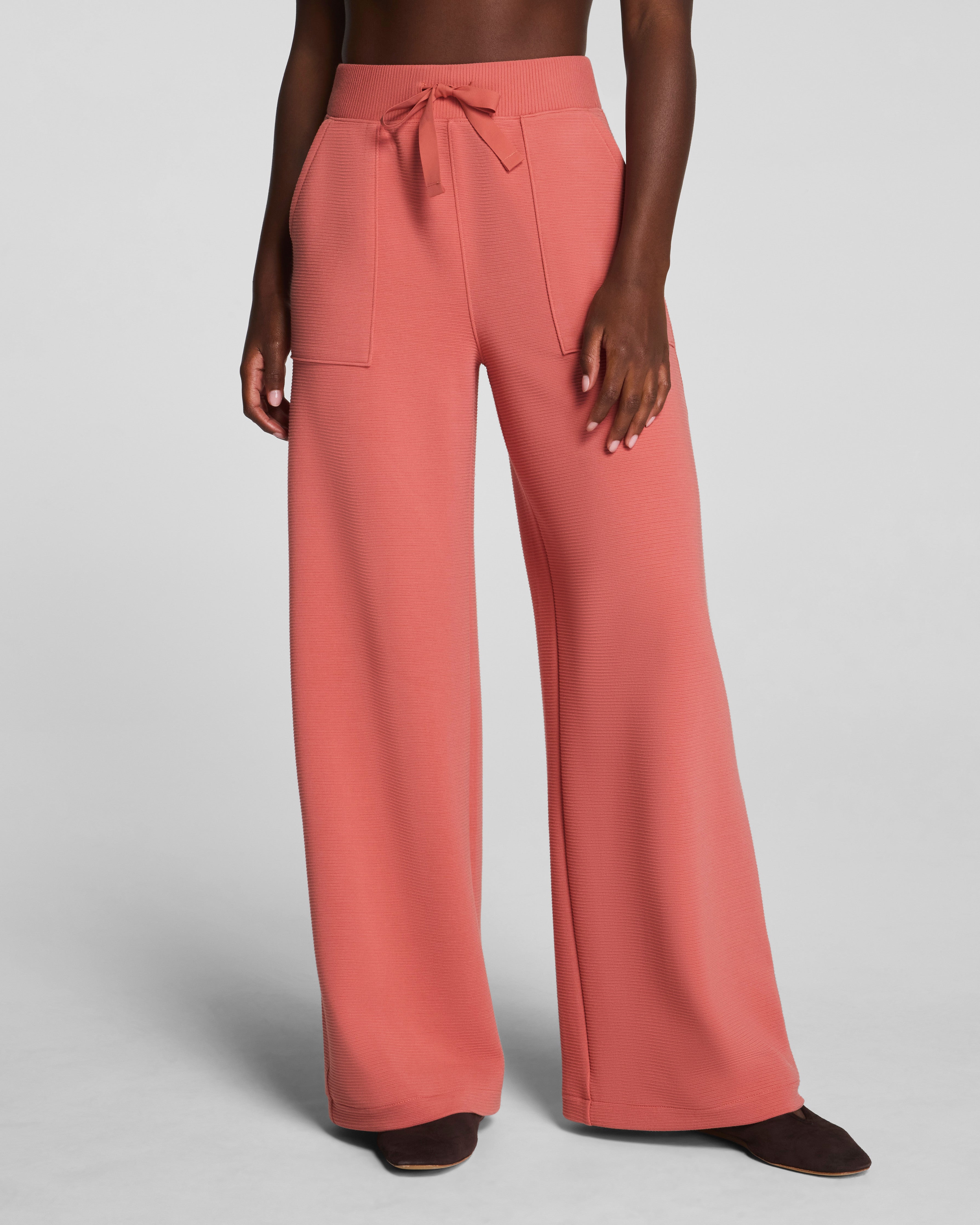AirEssentials French Rib Half Zip Top Wide Leg Pant Set (Buy 2 Free Shipping)