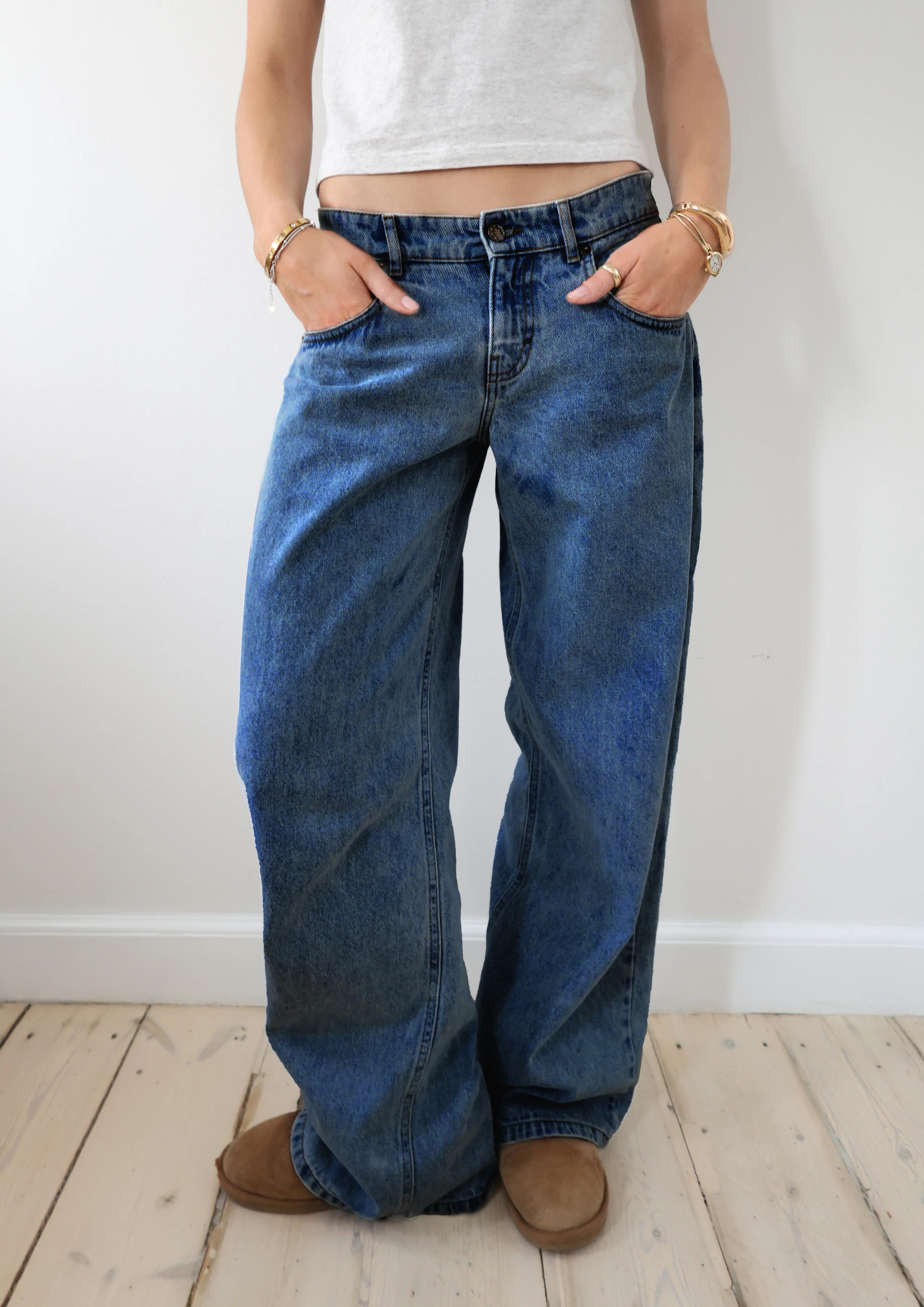 Jodie Adjustable Reversible Waist Wide Leg Jeans (Buy 2 Free Shipping)