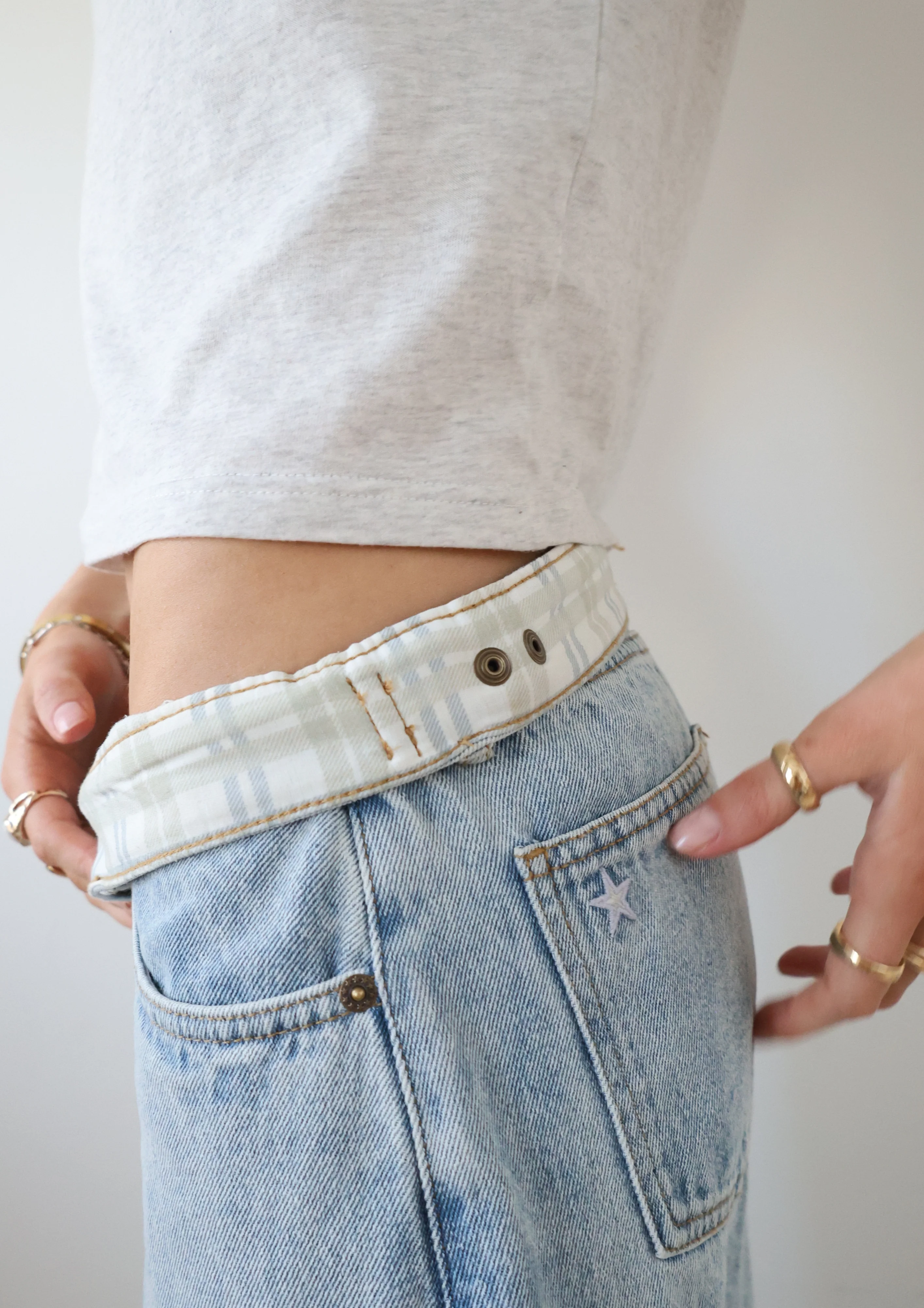 Jodie Adjustable Reversible Waist Wide Leg Jeans (Buy 2 Free Shipping)