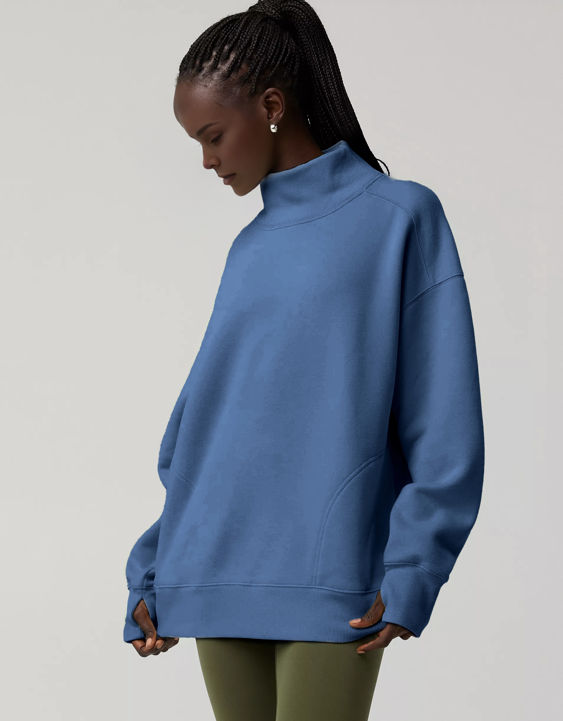 Cloud Fleece Oversized Mockneck Sweatshirt (Buy 2 Free Shipping)