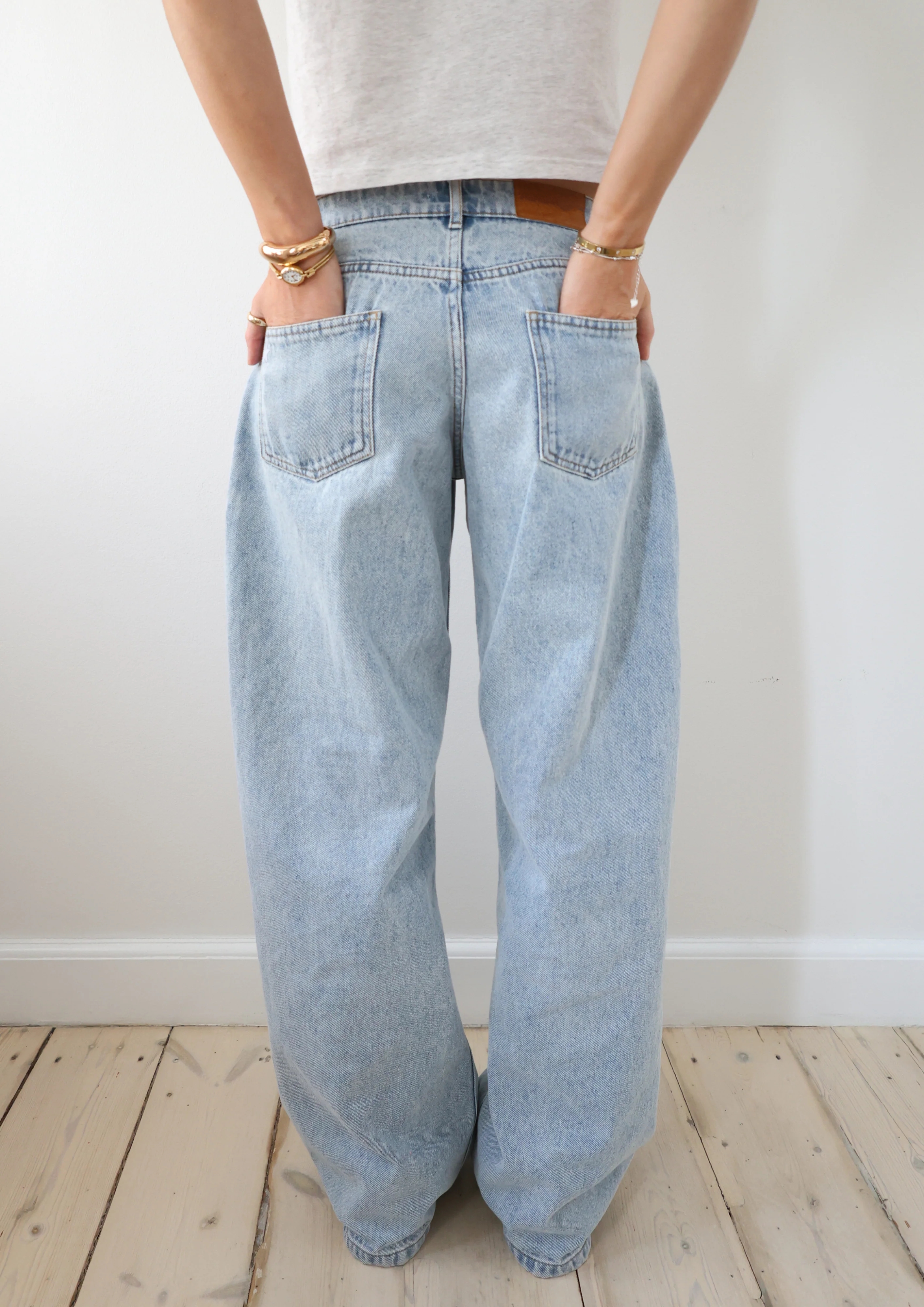 Jodie Adjustable Reversible Waist Wide Leg Jeans (Buy 2 Free Shipping)