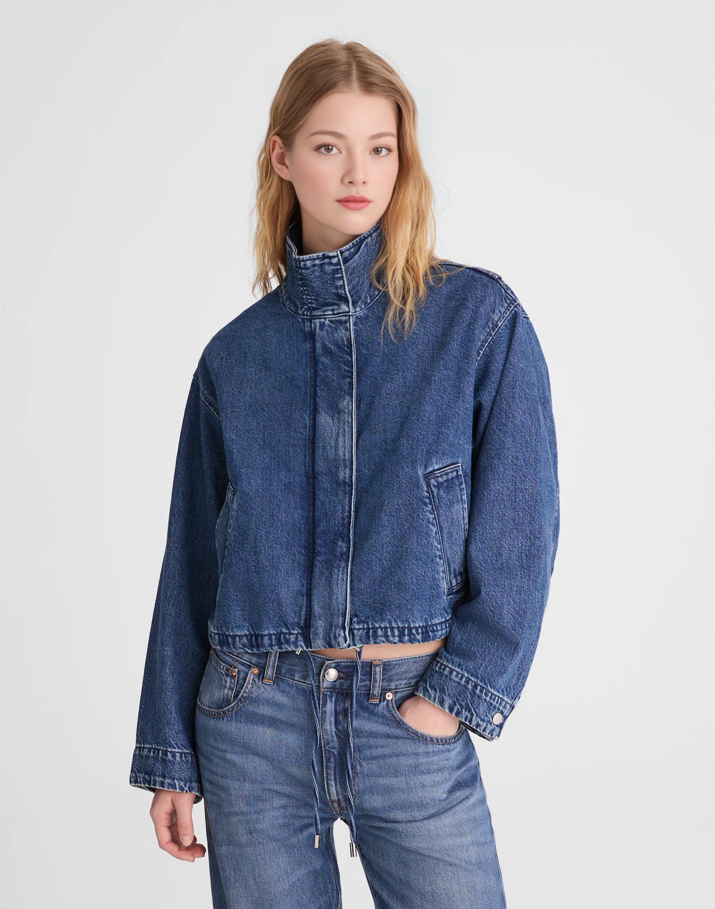 Denim Crop Field Jacket (Buy 2 Free Shipping)