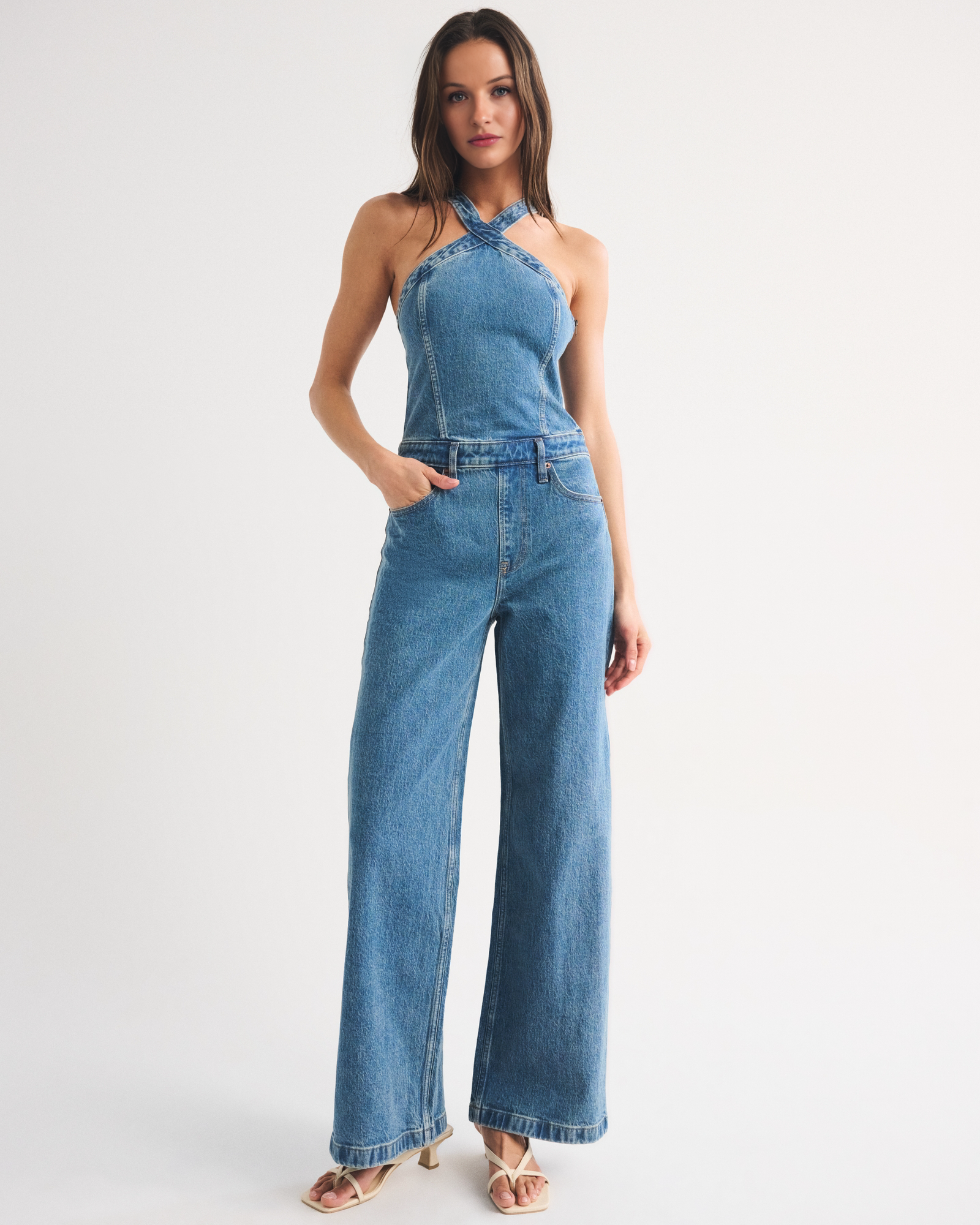 Halter Barrel Denim Jumpsuit(Buy 2 Free Shipping)