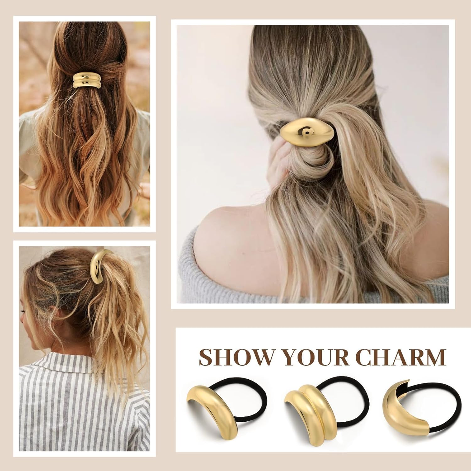 GIFTS FOR LOVED ONES??Glossy Gold Hair Cuffs Metal Hair Tie