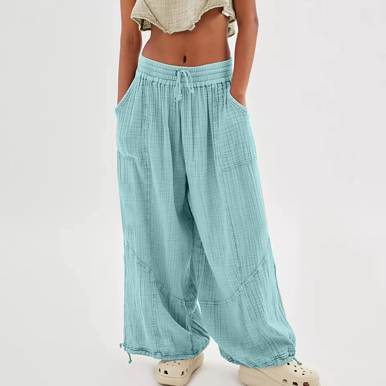 Casual Drawstring Wide Leg Pants(BUY 2 FREE SHIPPING)