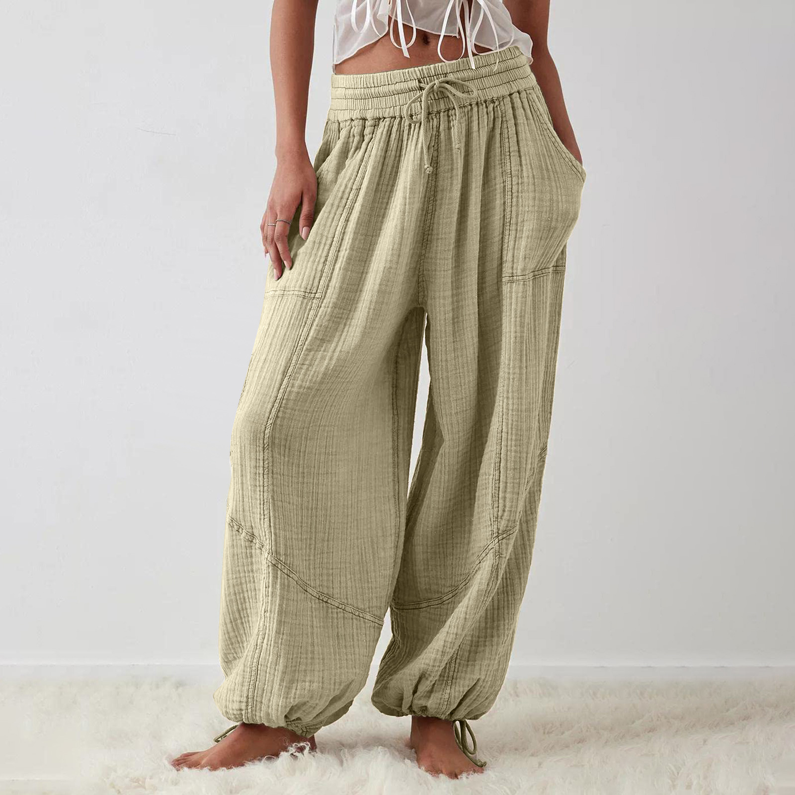 Casual Drawstring Wide Leg Pants(BUY 2 FREE SHIPPING)