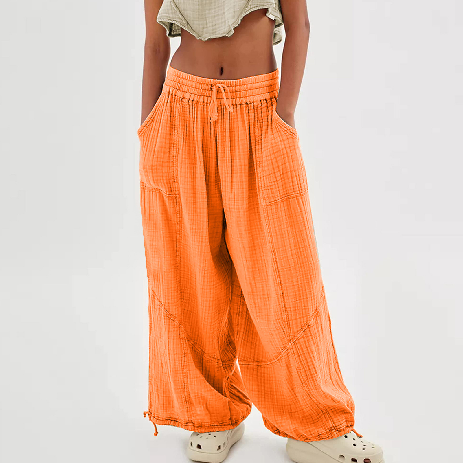 Casual Drawstring Wide Leg Pants(BUY 2 FREE SHIPPING)