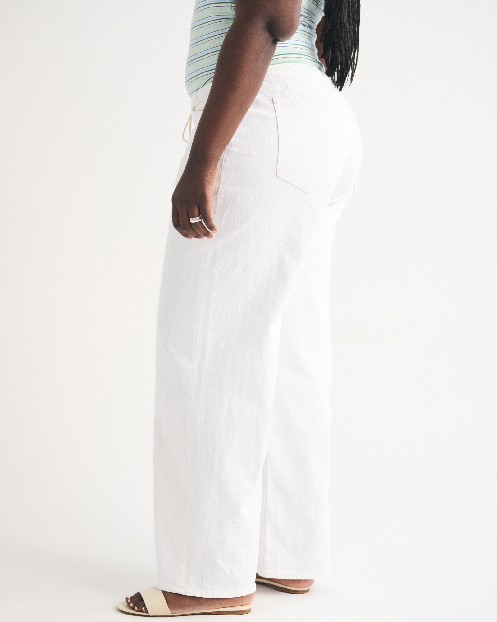 Curve Love Linen-Blend Low Rise Ultra Loose Drawstring Jeans (Buy 2 Free Shipping)