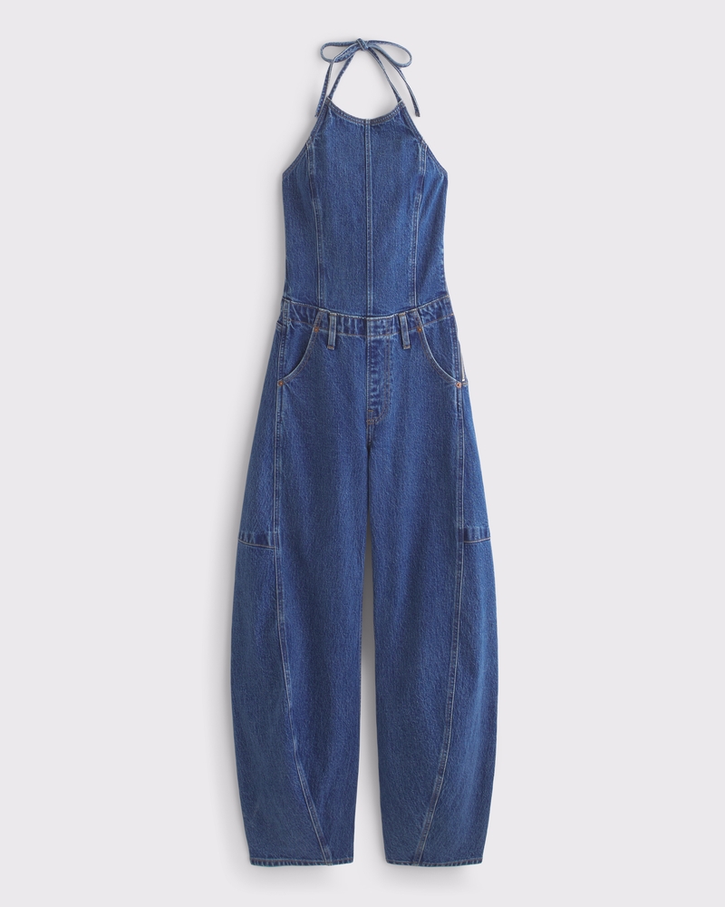 Halter Barrel Denim Jumpsuit(Buy 2 Free Shipping)