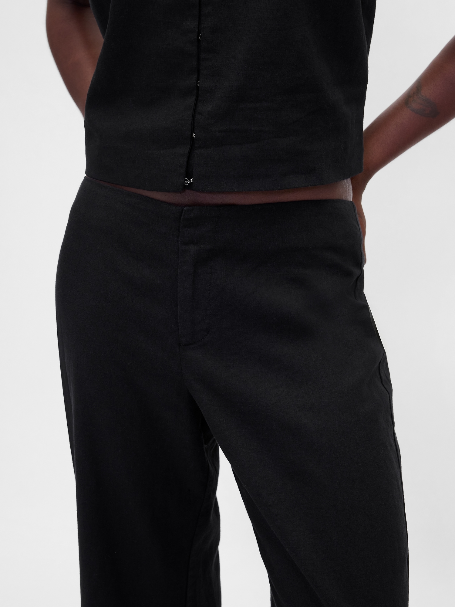 Low Rise Linen-Blend Flare Pants (Buy 2 Free Shipping)