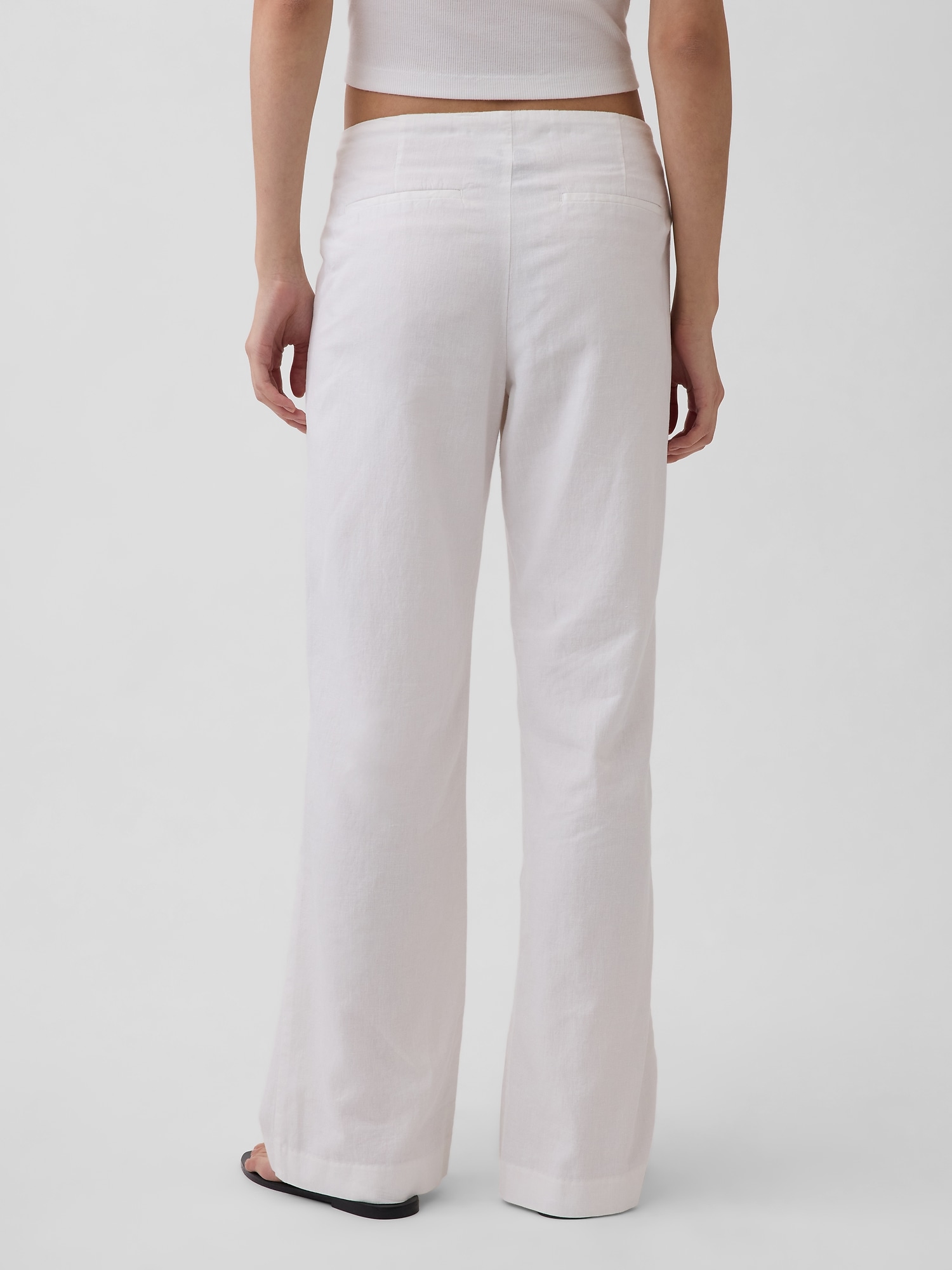 Low Rise Linen-Blend Flare Pants (Buy 2 Free Shipping)