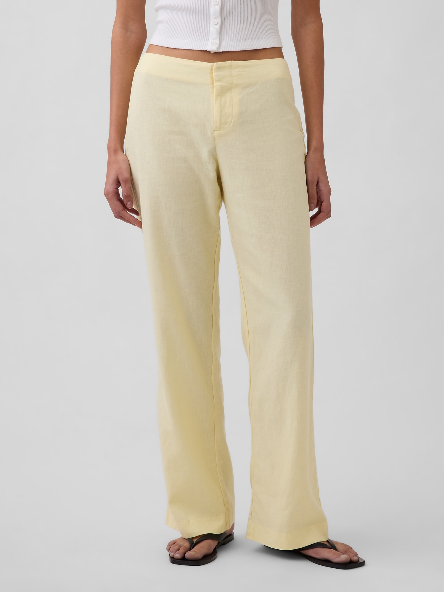 Low Rise Linen-Blend Flare Pants (Buy 2 Free Shipping)