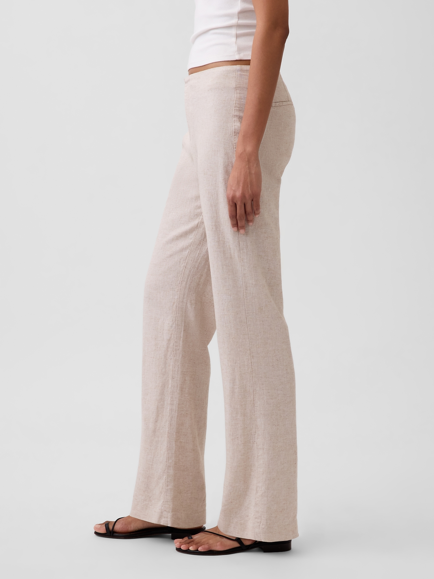 Low Rise Linen-Blend Flare Pants (Buy 2 Free Shipping)