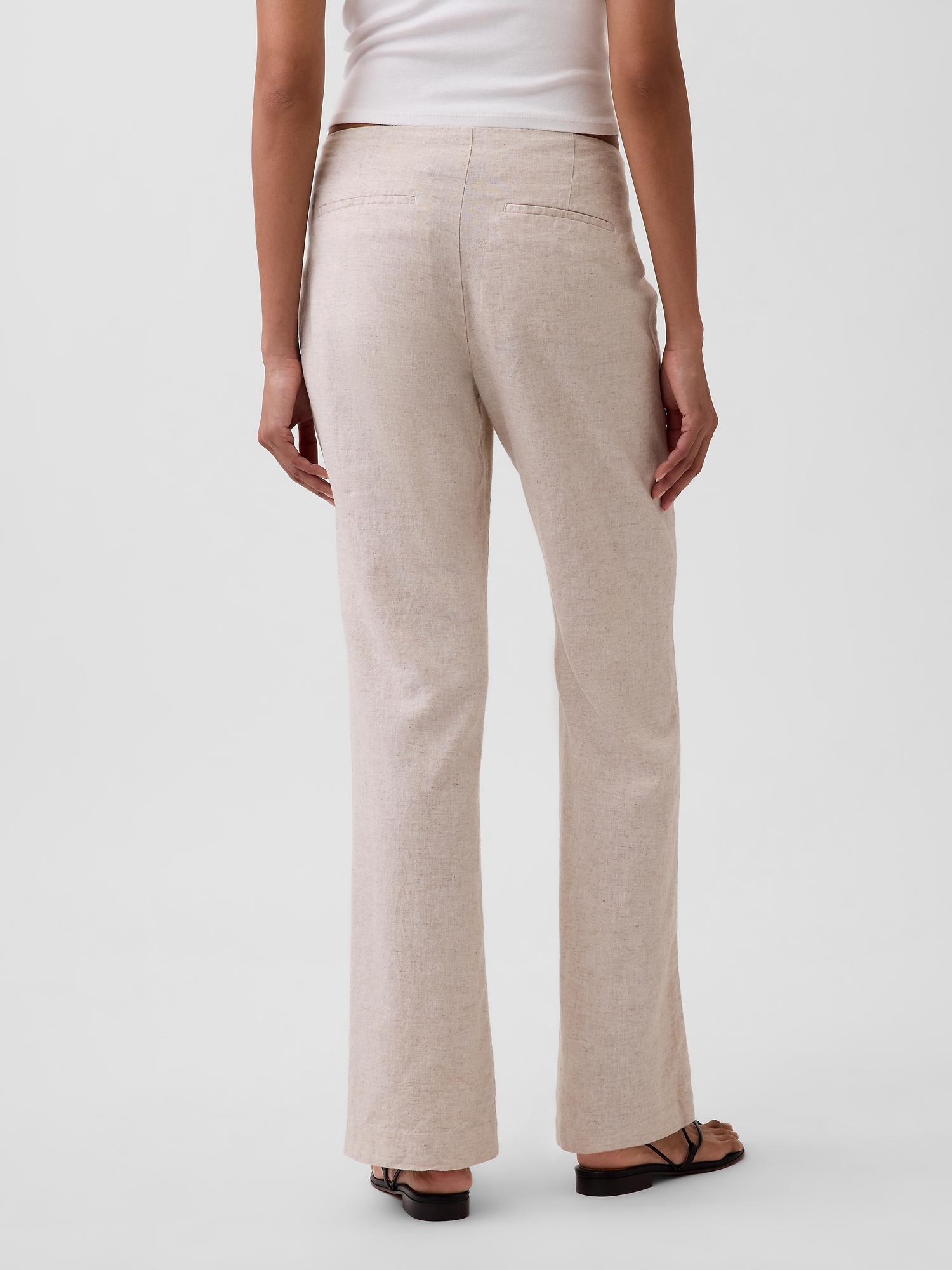 Low Rise Linen-Blend Flare Pants (Buy 2 Free Shipping)