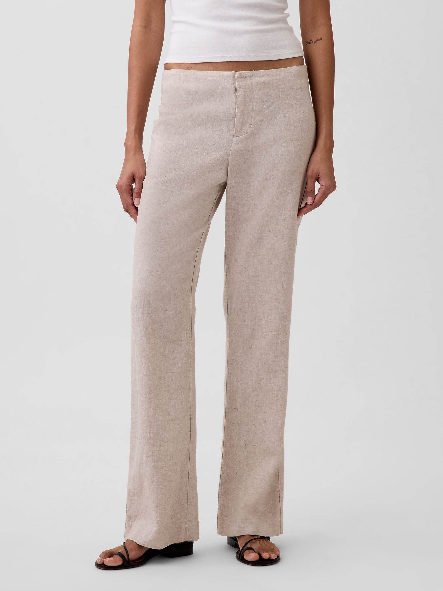 Low Rise Linen-Blend Flare Pants (Buy 2 Free Shipping)