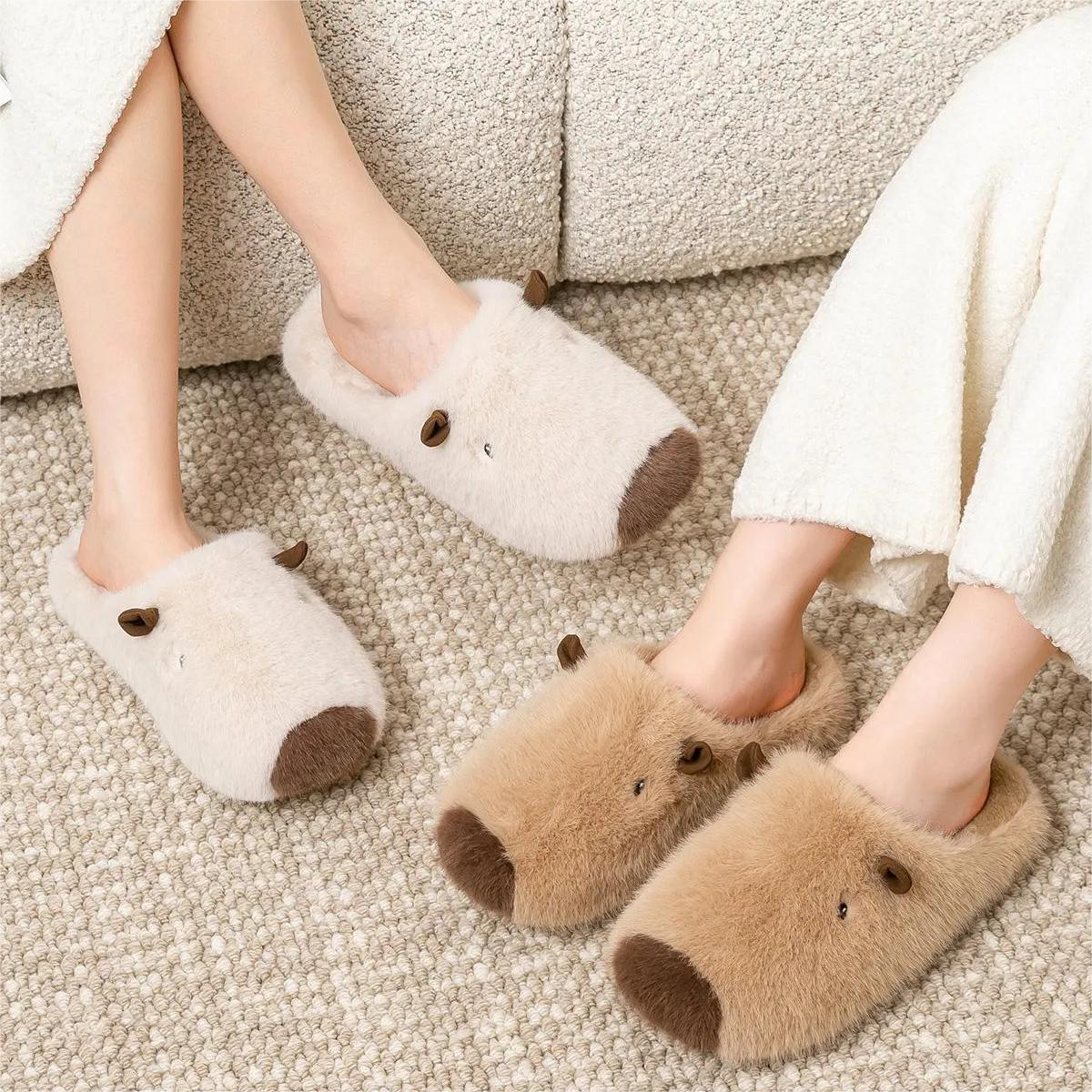Capybara Plush Cartoon Non-slip Cotton Slippers (Buy 2 Free Shipping)