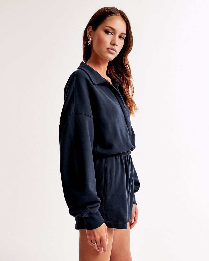 Long-Sleeve Polo Fleece Romper(BUY MORE SAVE MORE)