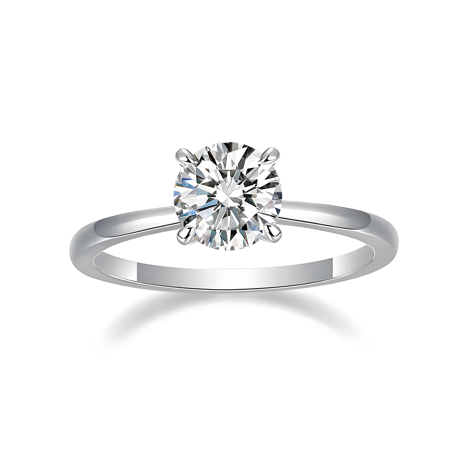 2ct Round VVS Synthetic Moissanite Solitaire Four-Prong Ring S925 Band