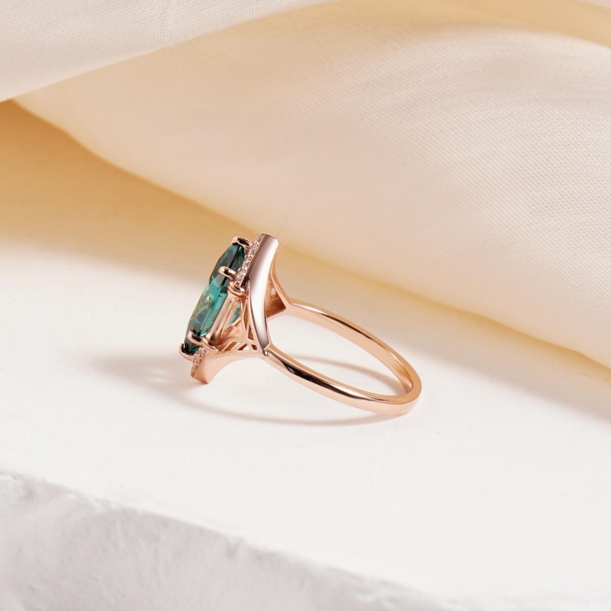 Delzzad 2ct Sparkle Halo Ring Marquise Cut Engagement Ring Synthetic Moissanite Ring Jewelry S925 Green Bliss Ring Perfect Birthday Engagement Wedding Anniversary Christmas Gift