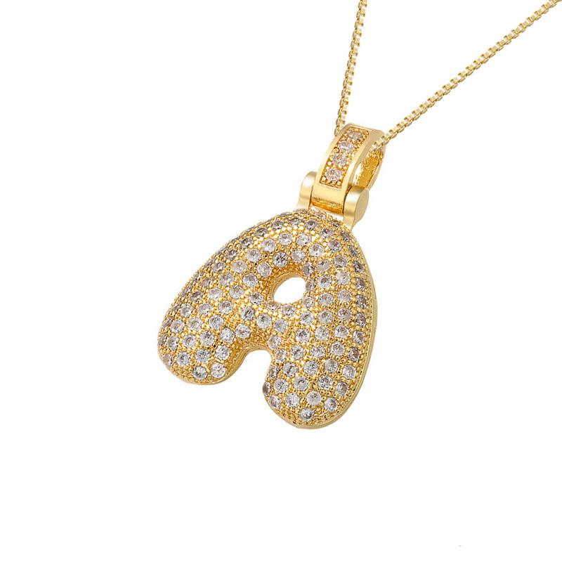 Hip Hop Large Letter Alphbet Zirconia Pendant Necklace