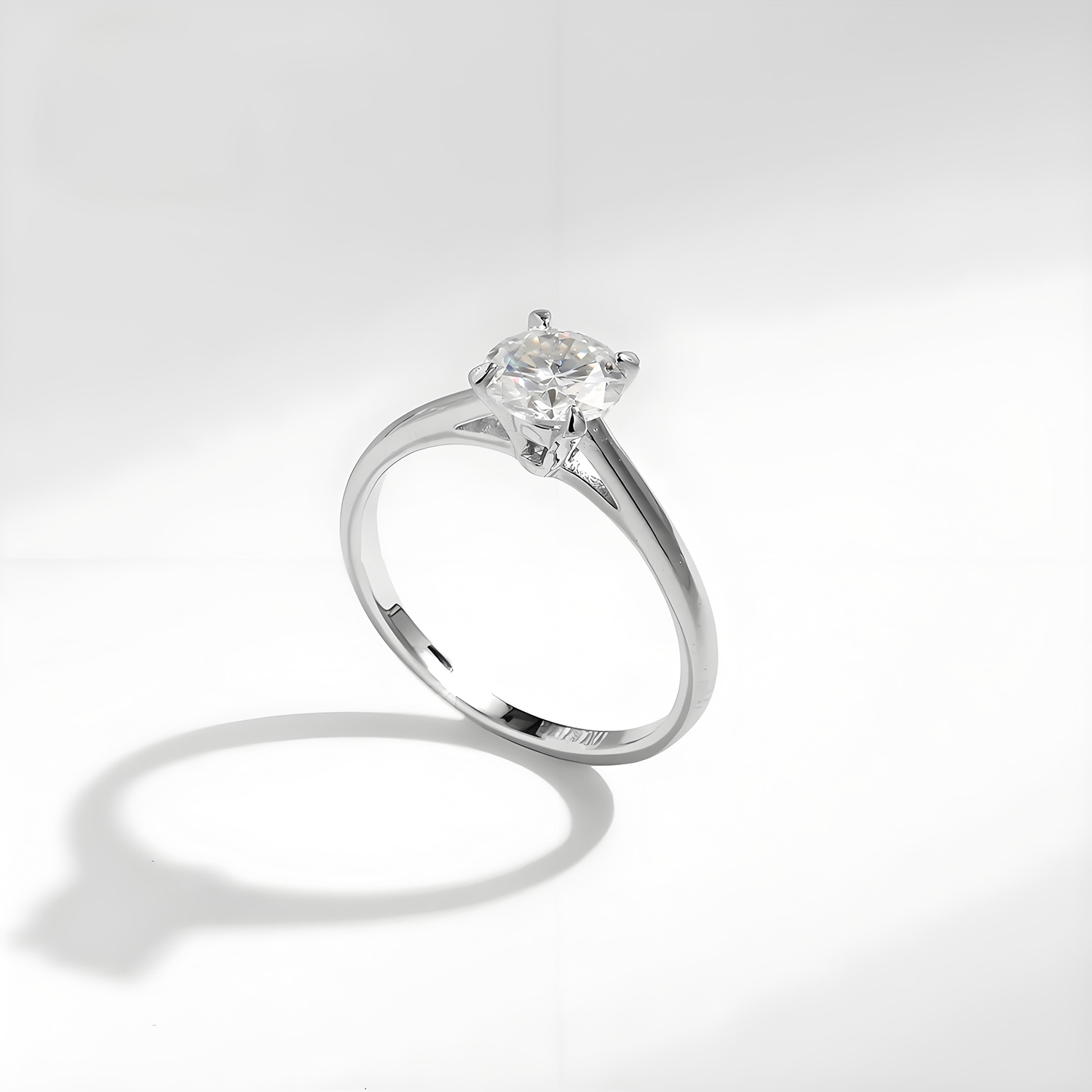 2ct Round VVS Synthetic Moissanite Solitaire Four-Prong Ring S925 Band