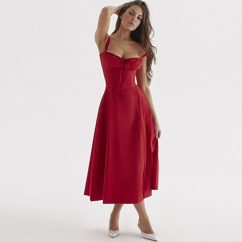 Suspender Strap Ruched Bustier Sundress(BUY 2 FREE SHIPPING)