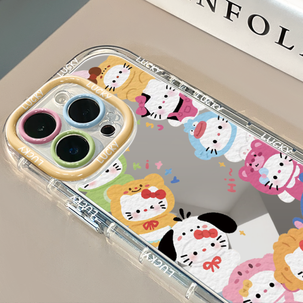 HK Dopamine Mirror Phone Case for iPhone - Kawaii Reflective Sparkle Design 02250409