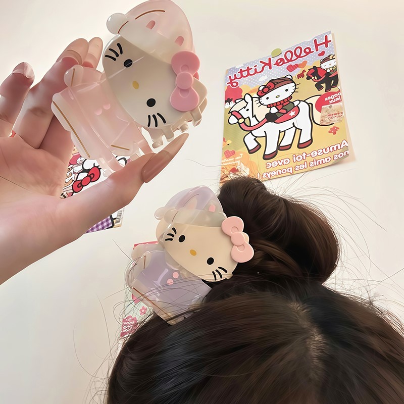 HK Acetate Claw Clip Set - Kawaii Half-Up Hair Claw, Side Hair Clip & Bow Accessories for Women