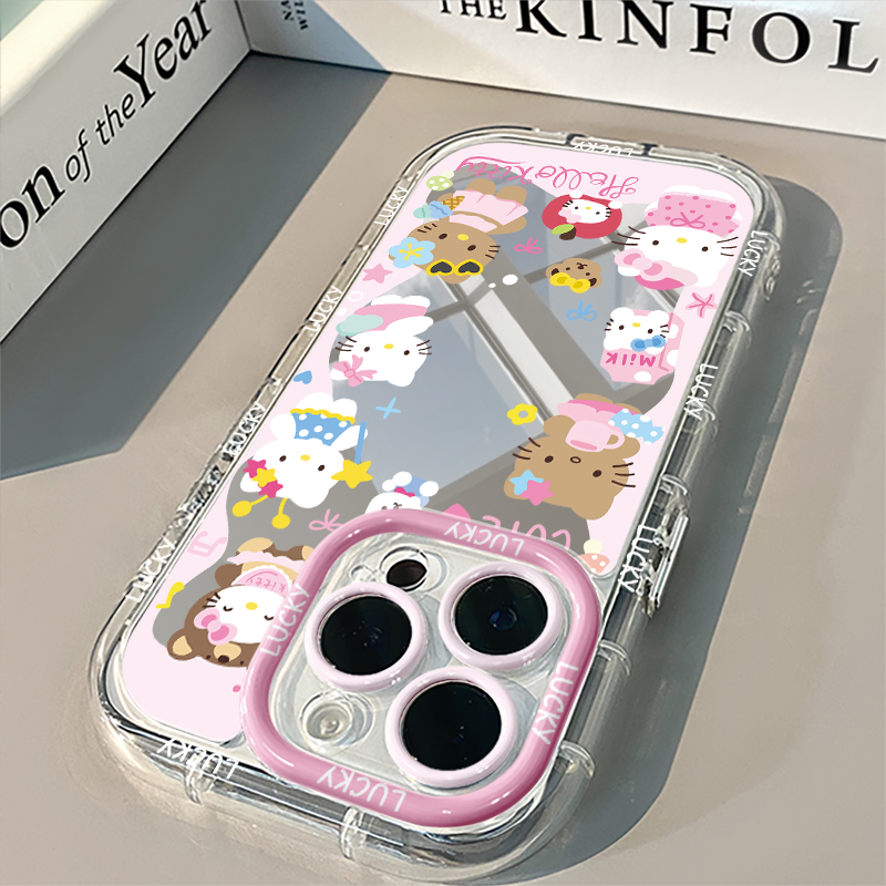 HK Dopamine Mirror Phone Case for iPhone - Kawaii Reflective Sparkle Design 01250409