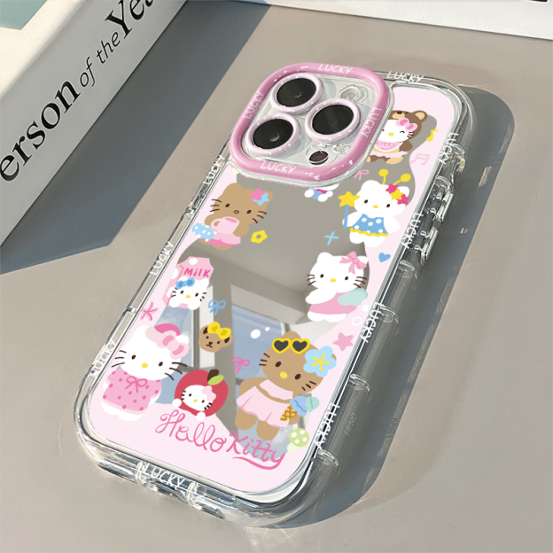 HK Dopamine Mirror Phone Case for iPhone - Kawaii Reflective Sparkle Design 01250409