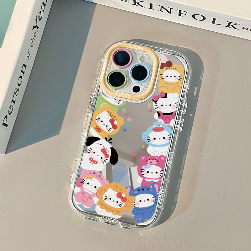 HK Dopamine Mirror Phone Case for iPhone - Kawaii Reflective Sparkle Design 02250409