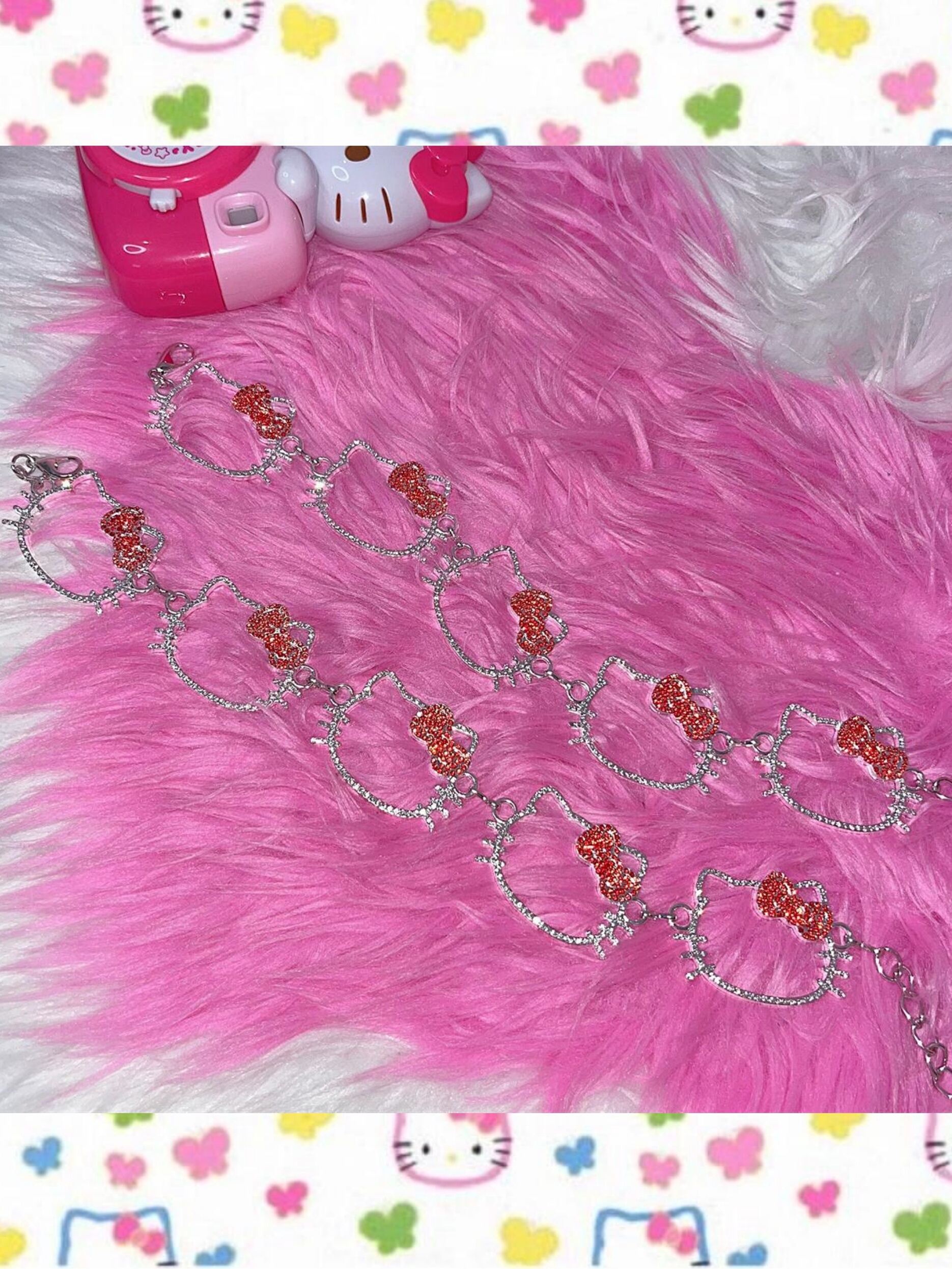 DIY HK Rhinestone Cat Head Y2K Harajuku Belt Chain - Kawaii Adjustable Waist Accessory 01250408