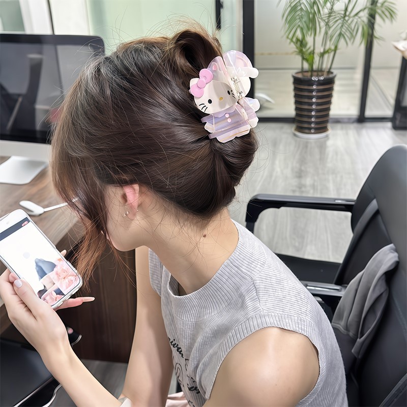 HK Acetate Claw Clip Set - Kawaii Half-Up Hair Claw, Side Hair Clip & Bow Accessories for Women