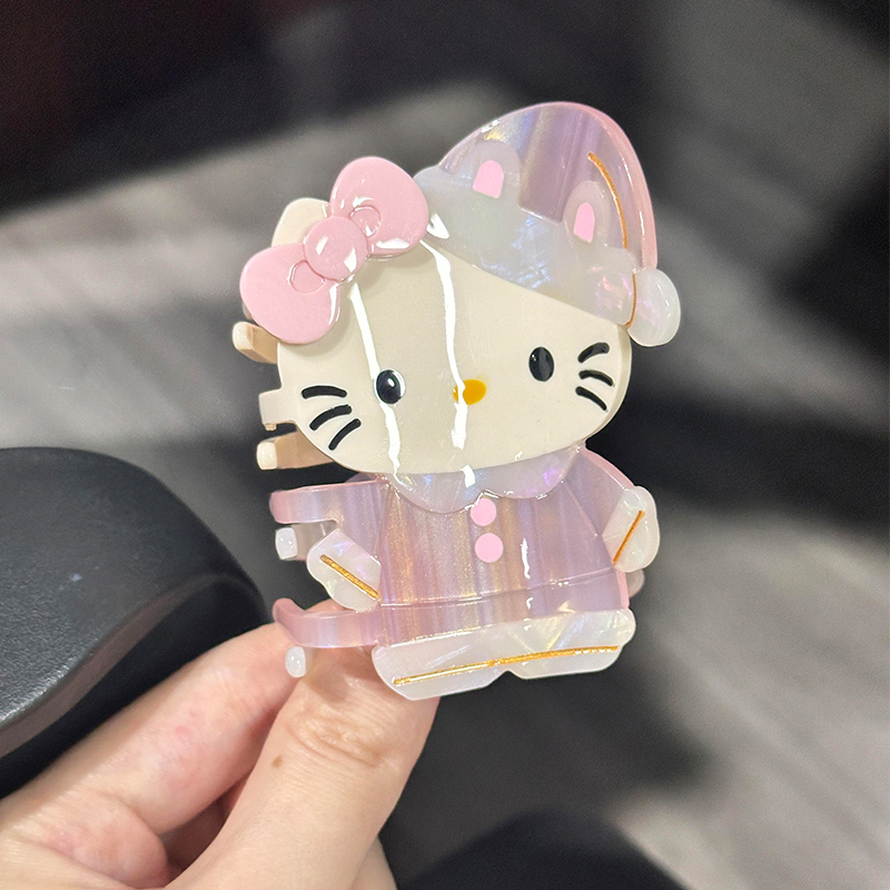 HK Acetate Claw Clip Set - Kawaii Half-Up Hair Claw, Side Hair Clip & Bow Accessories for Women